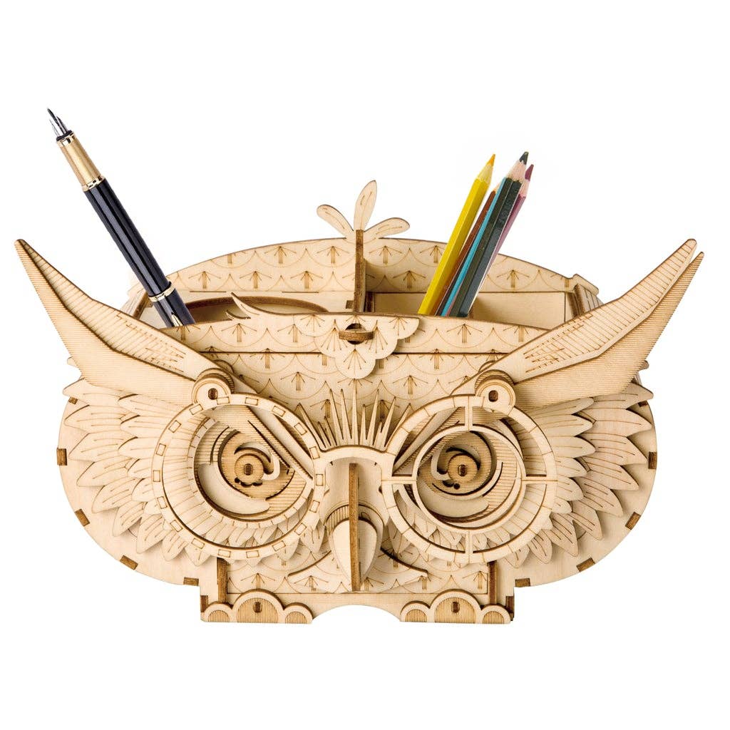 3D Laser Cut Wooden Puzzle: Owl Storage Box