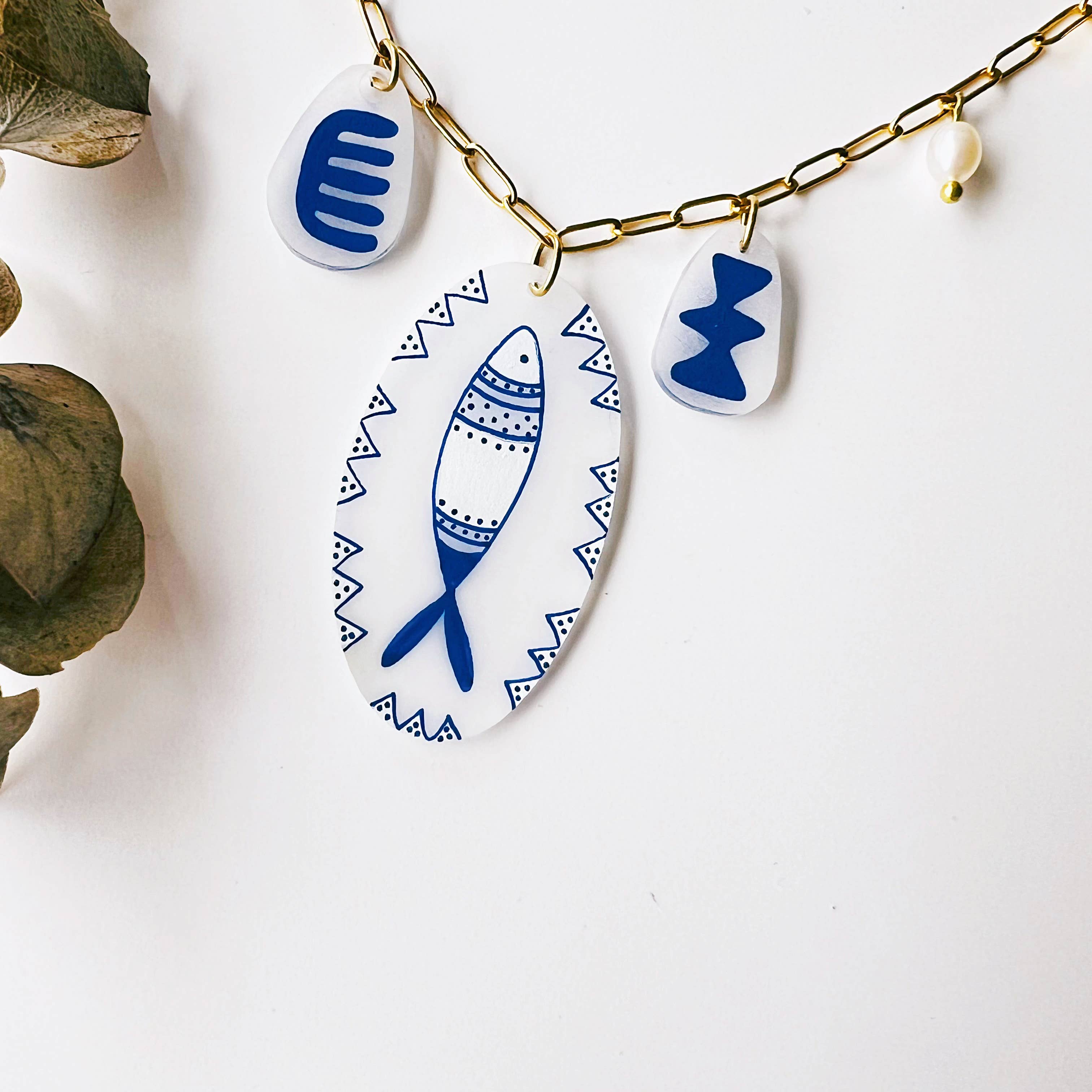 Multi media Charm Necklaces