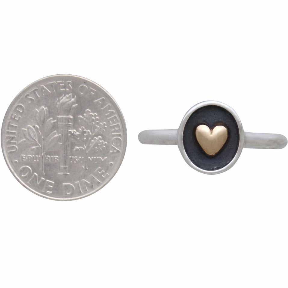 Shadowbox Ring with Bronze Heart - Out of the Blue