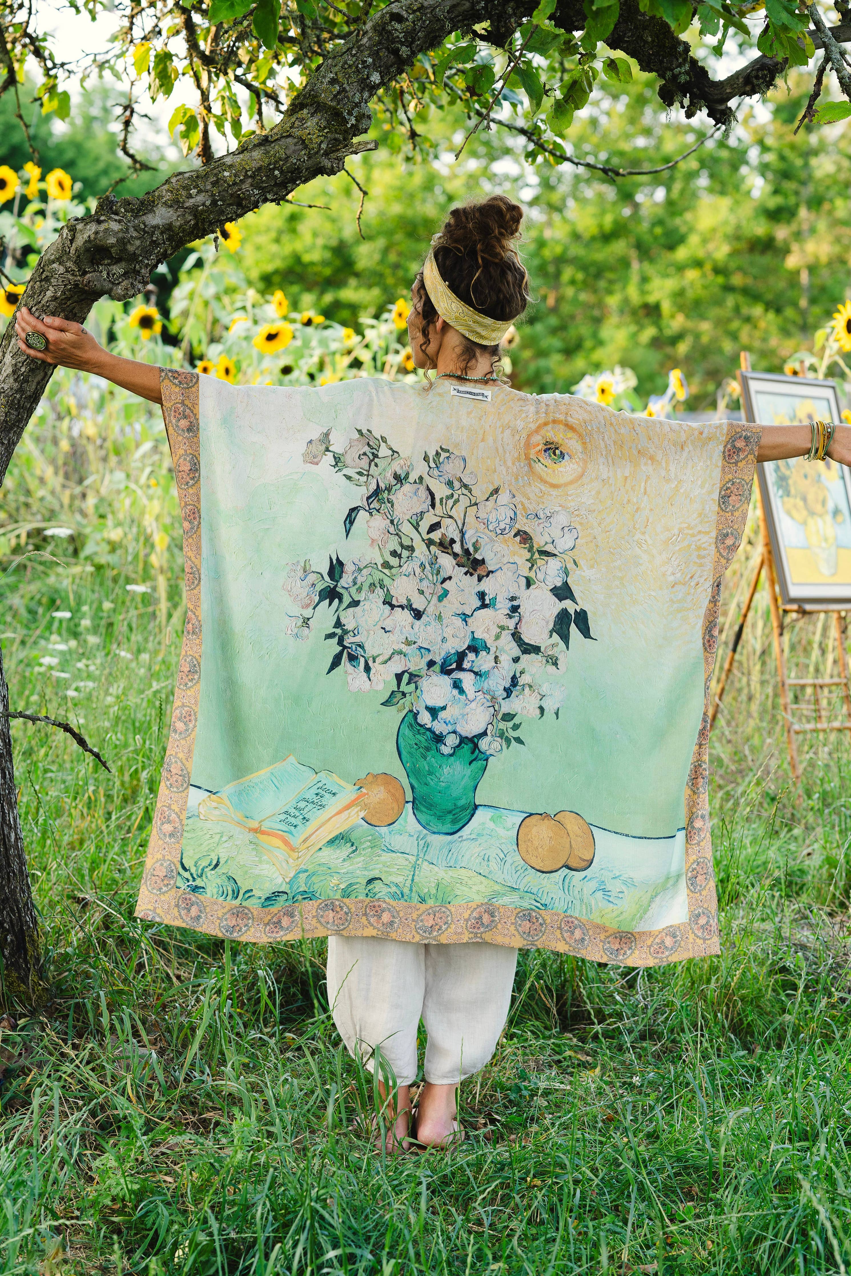 I Paint My Dream Bohemian Van Gogh Goddess Starduster Kimono - Out of the Blue