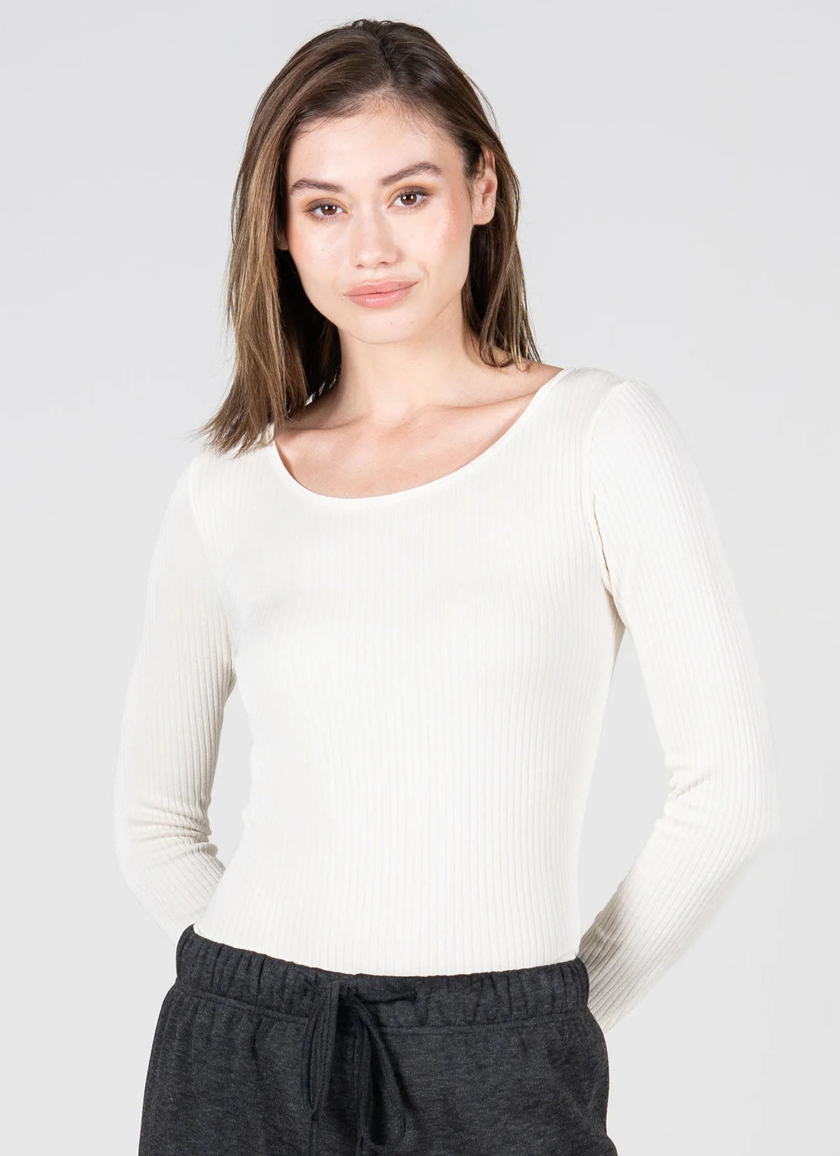 Seamless Rib Crew Neck Top - Out of the Blue