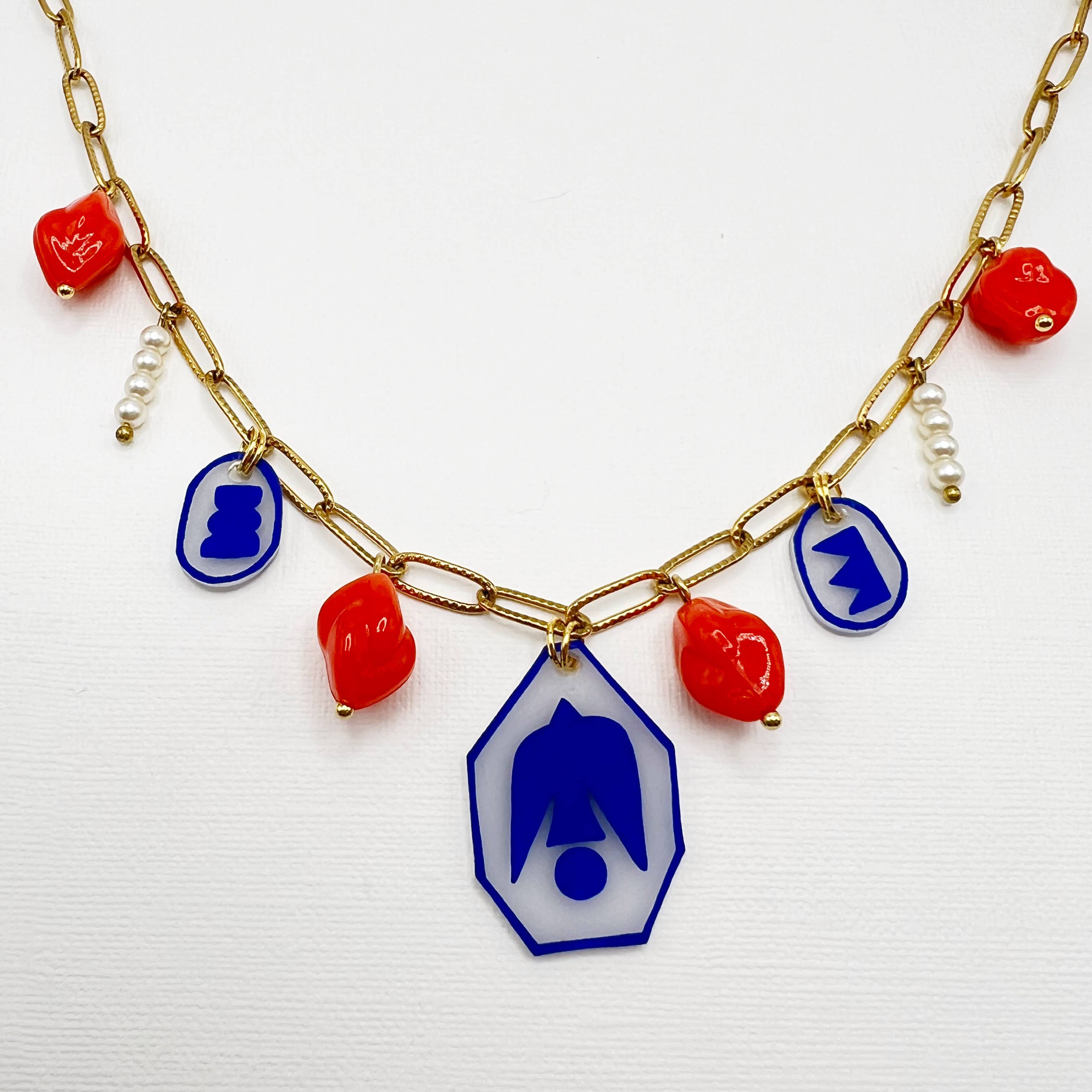 Multi media Charm Necklaces