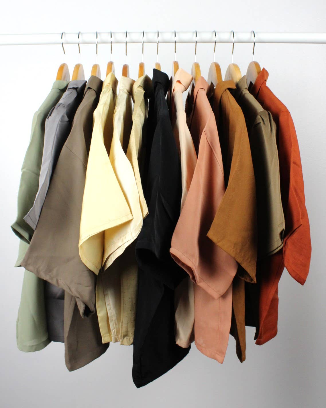 Reworked Vintage Short-Sleeve Button Up Blouse in SOLID COLORS - Cropped - Out of the Blue
