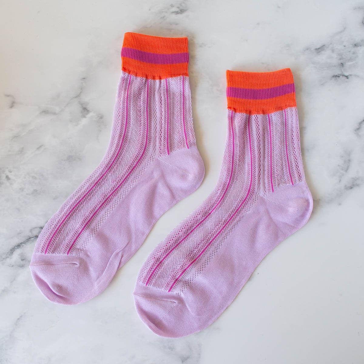 Ankle Mesh Striped Socks - Out of the Blue