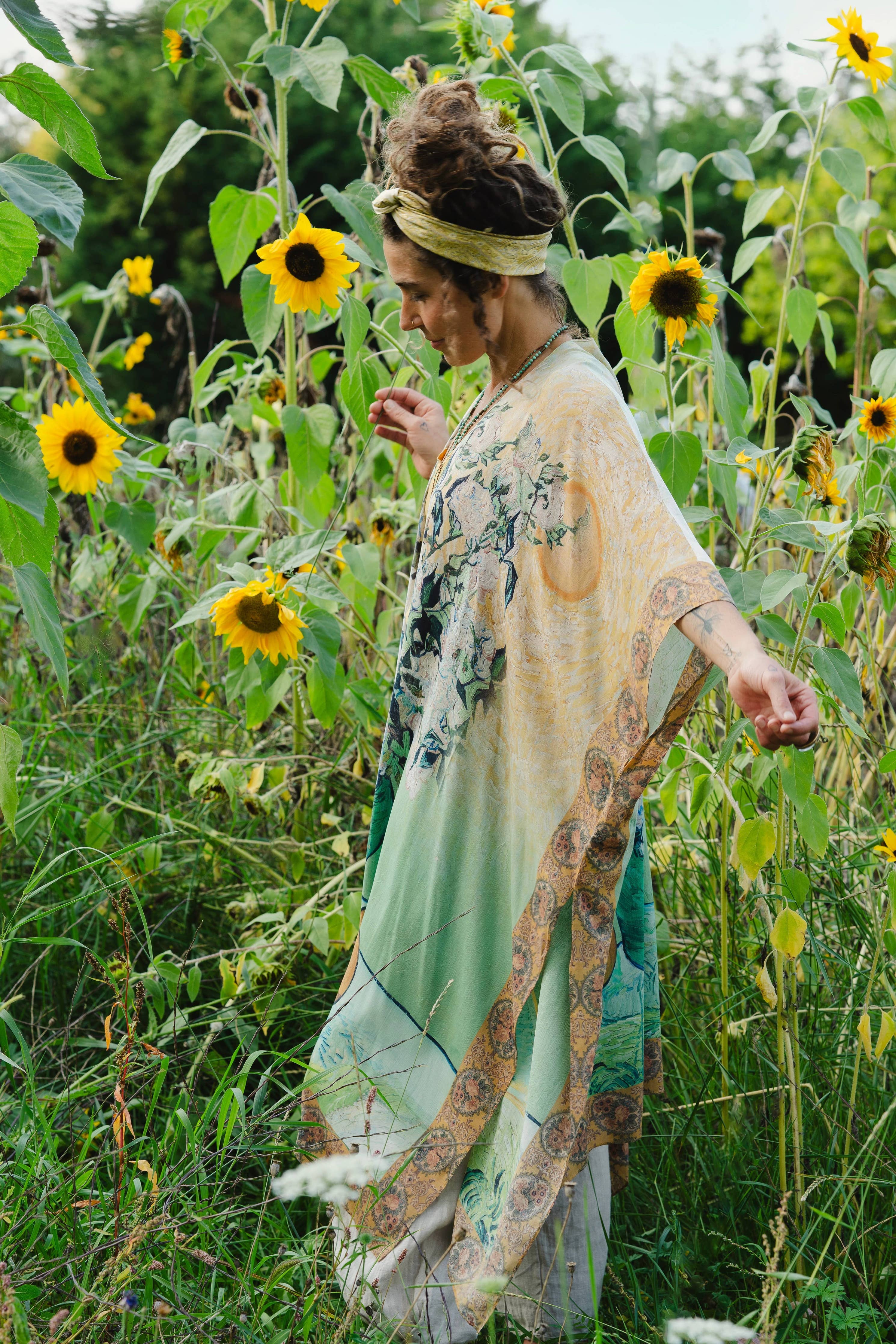 I Paint My Dream Bohemian Van Gogh Goddess Starduster Kimono - Out of the Blue