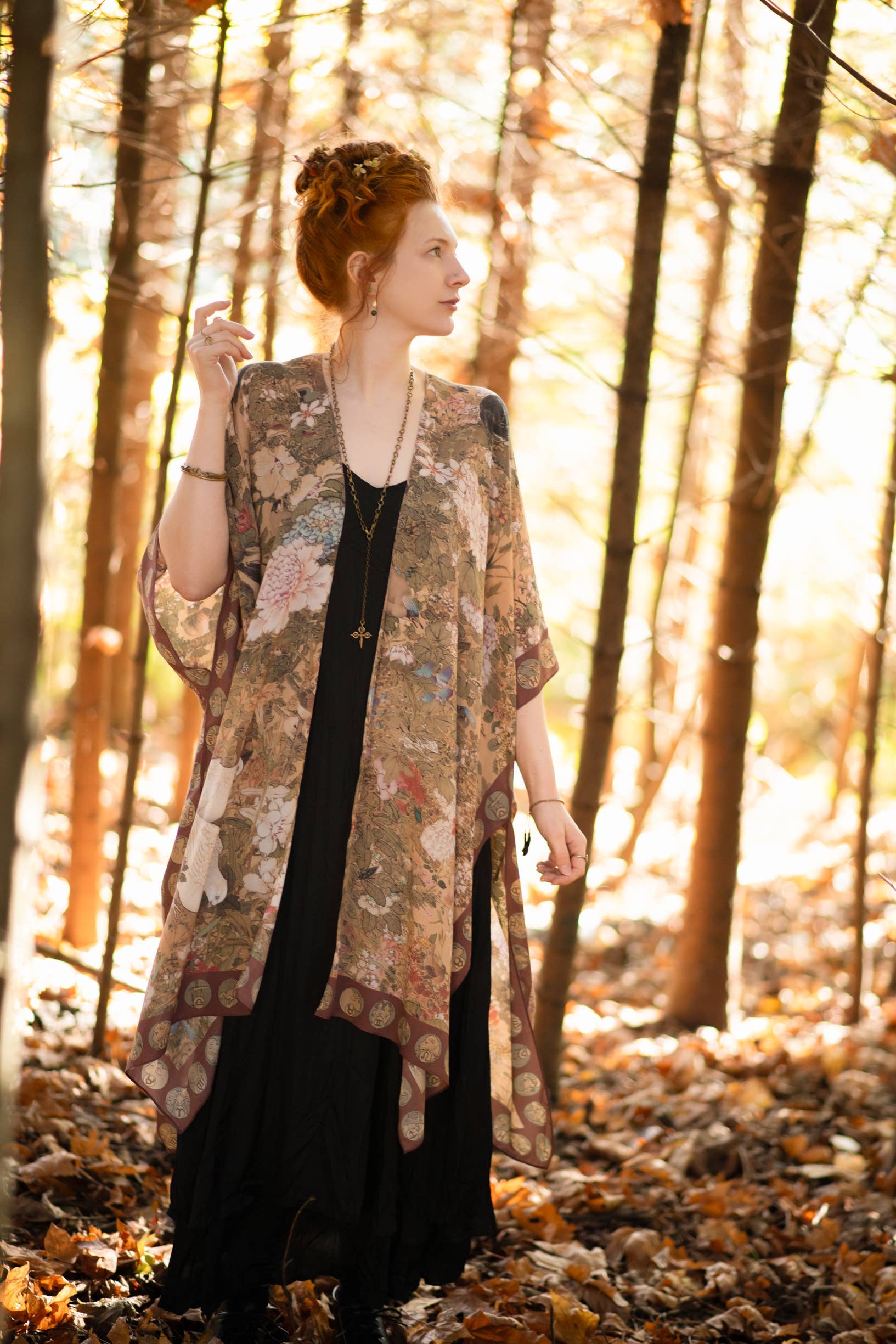 Dream Weaver Bohemian Goddess Starduster Kimono w/Zodiac - Out of the Blue