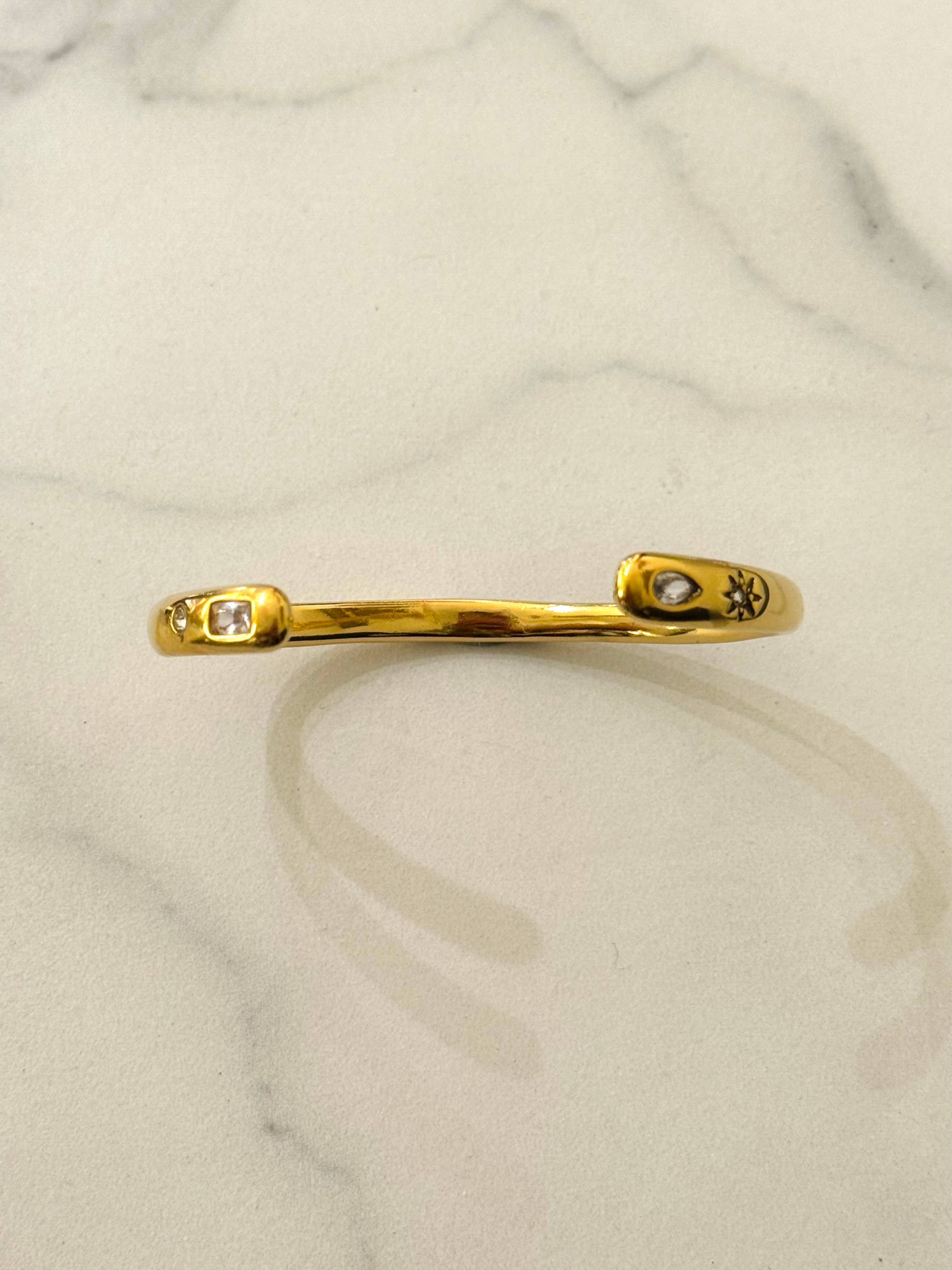 Tonin Bangle Bracelet w Northern Star & Drop Details - Out of the Blue