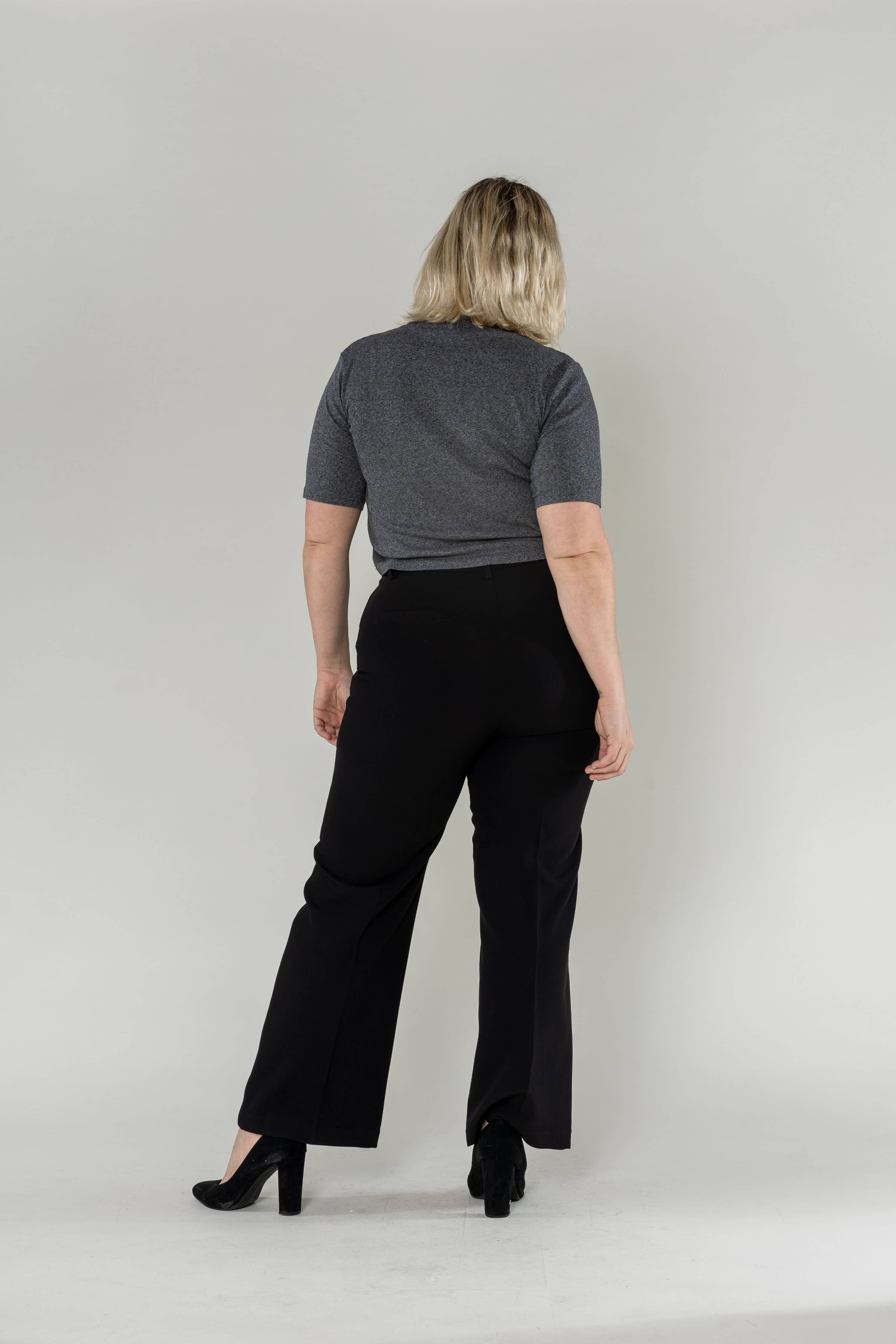 Women's high-waisted straight tailored suit pants D001 - Out of the Blue