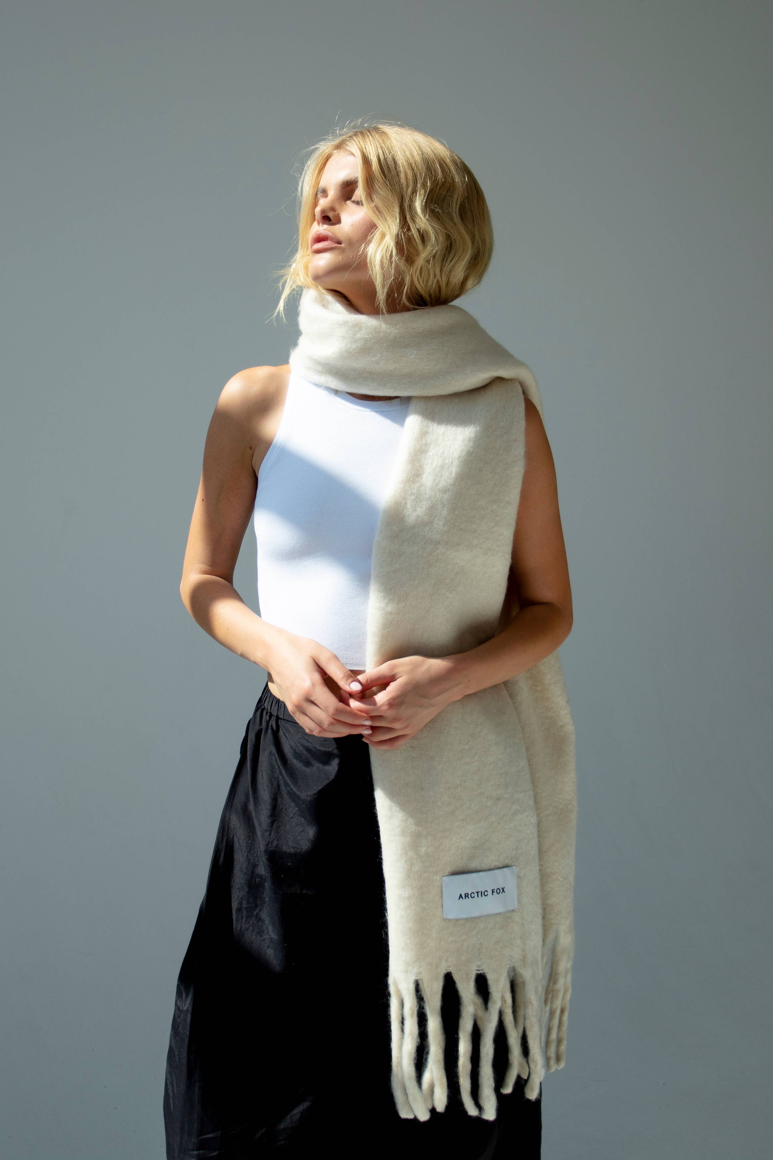 The Reykjavik Scarf - 100% Recycled - Pebble Beige - FW25 - Out of the Blue