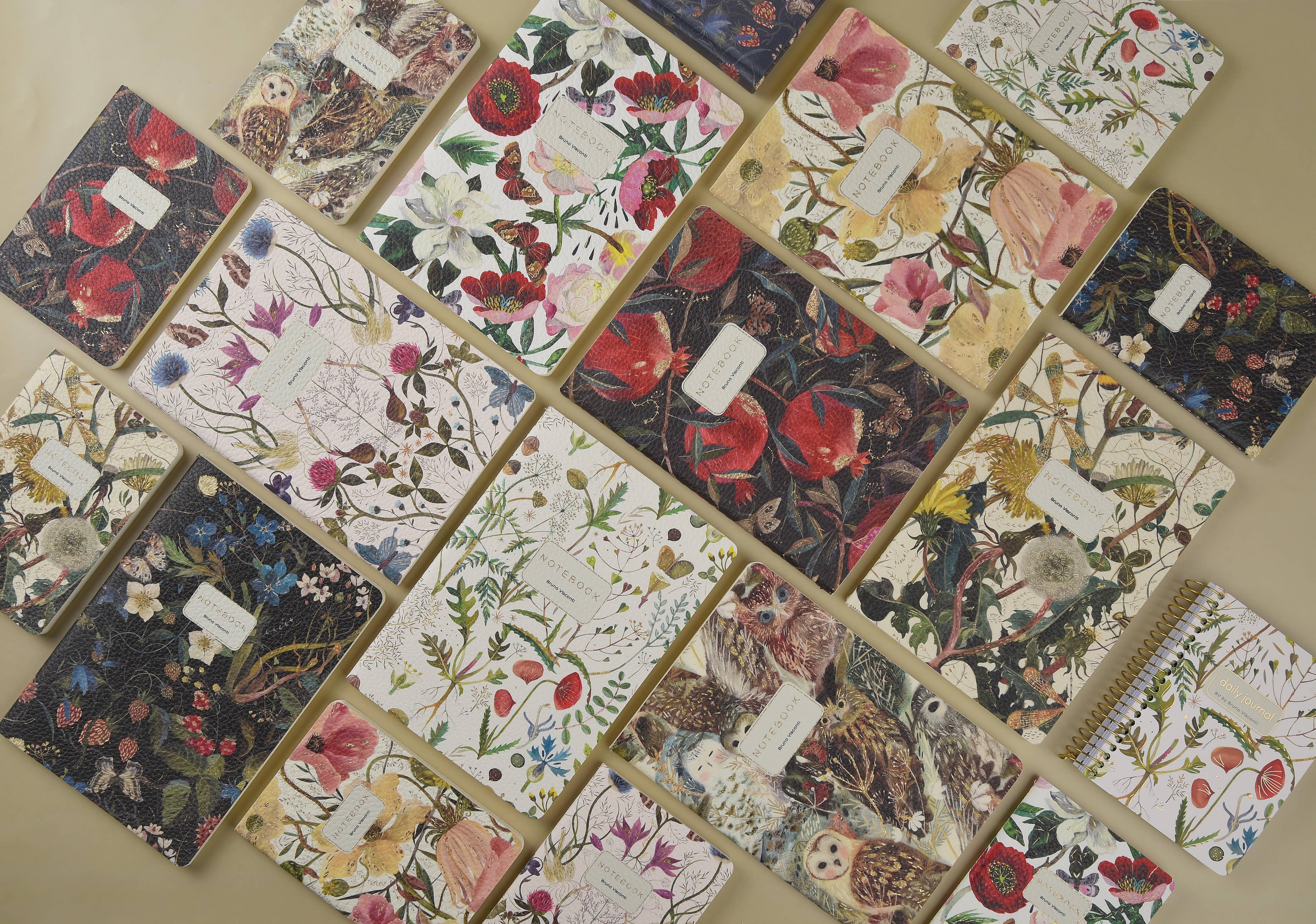 Vegan Leather A5 Notebook - Symmetrical Flora - Out of the Blue