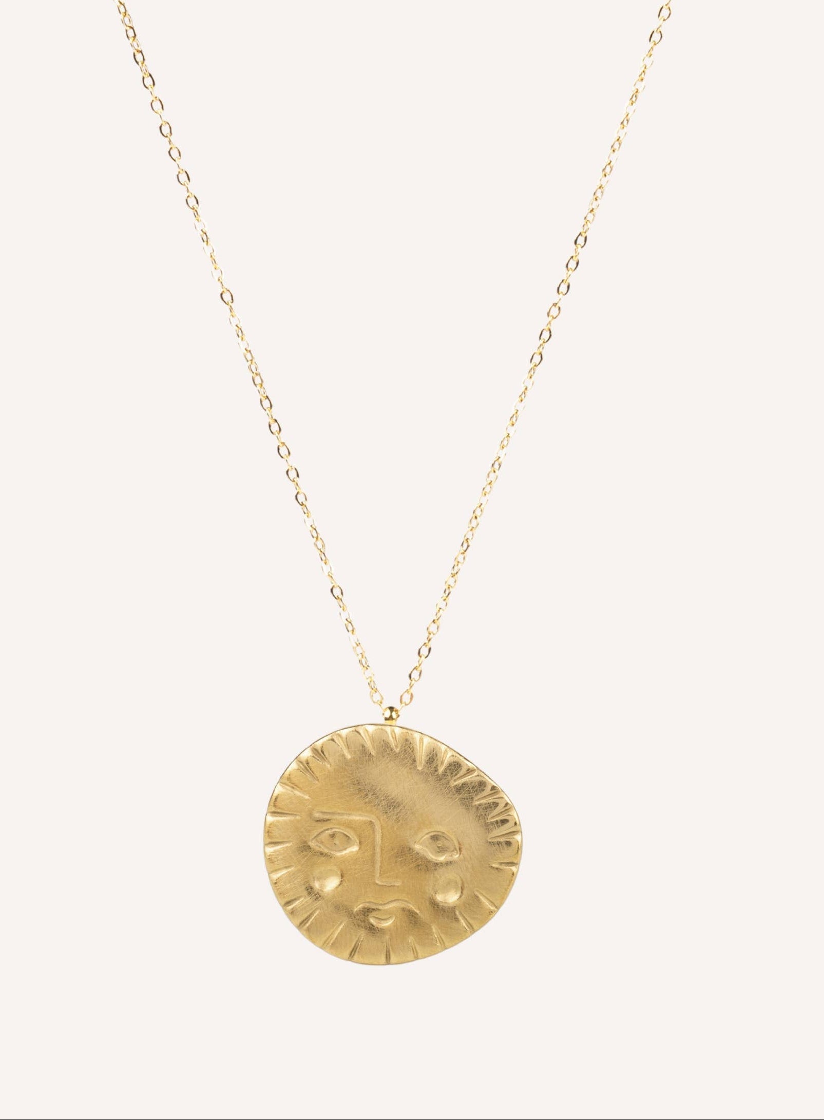 Antique Sun Brushed Gold Necklace - Out of the Blue