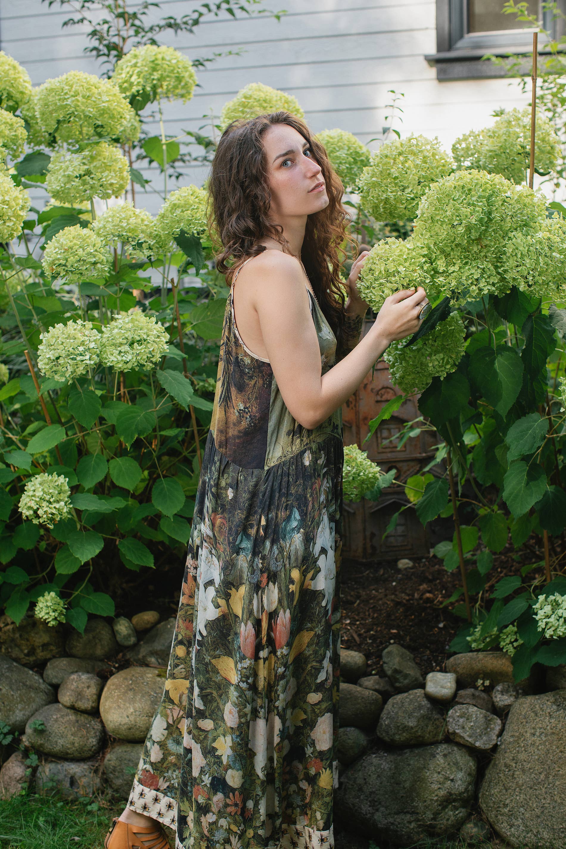 I Dream in Flowers Bohéme Slip Dress With Bees: S/M (fits approx. size 6-10) - Out of the Blue