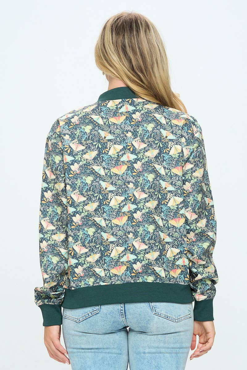 MOTH FLORAL BOMBER JACKET
