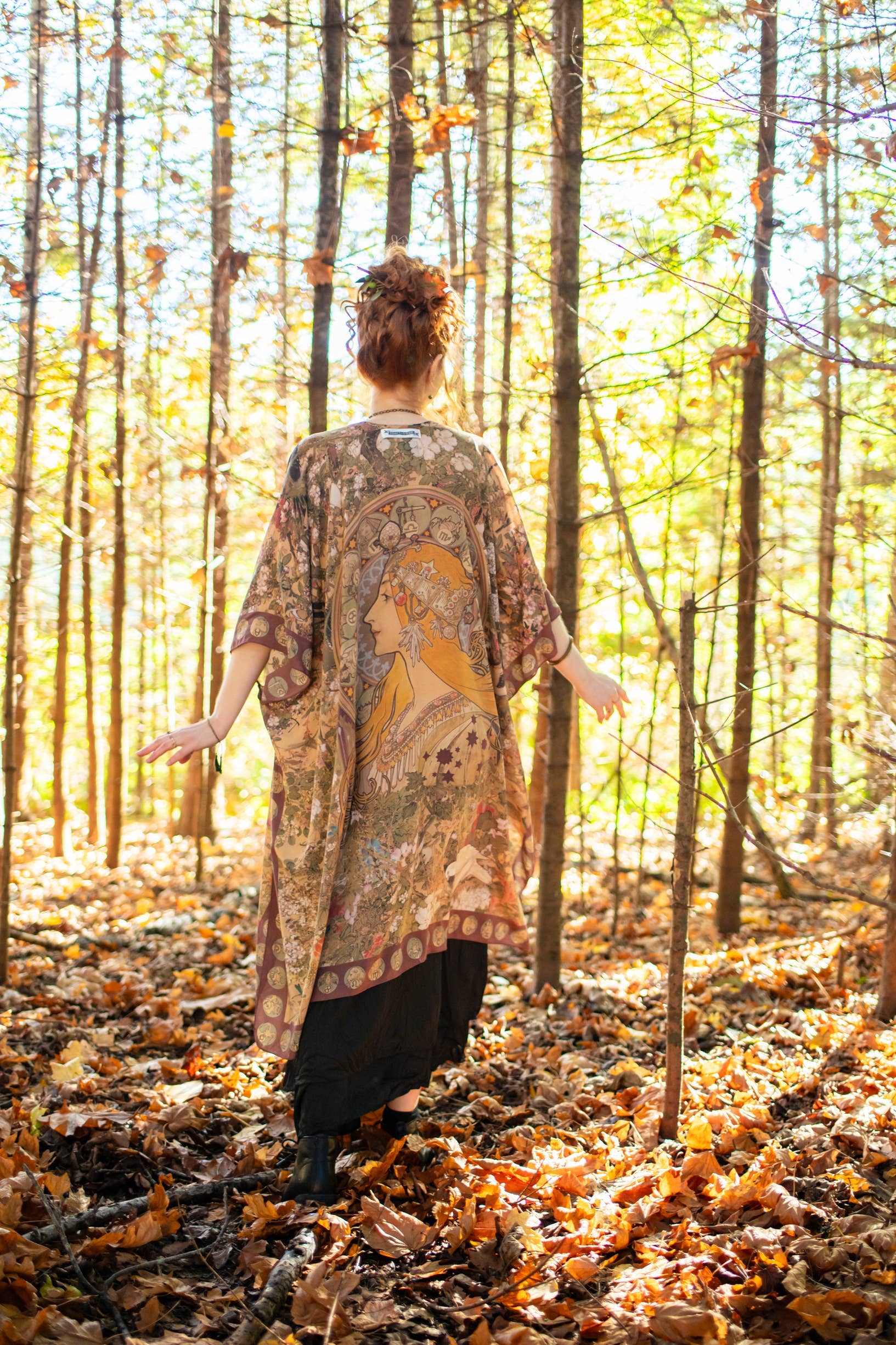 Dream Weaver Bohemian Goddess Starduster Kimono w/Zodiac - Out of the Blue