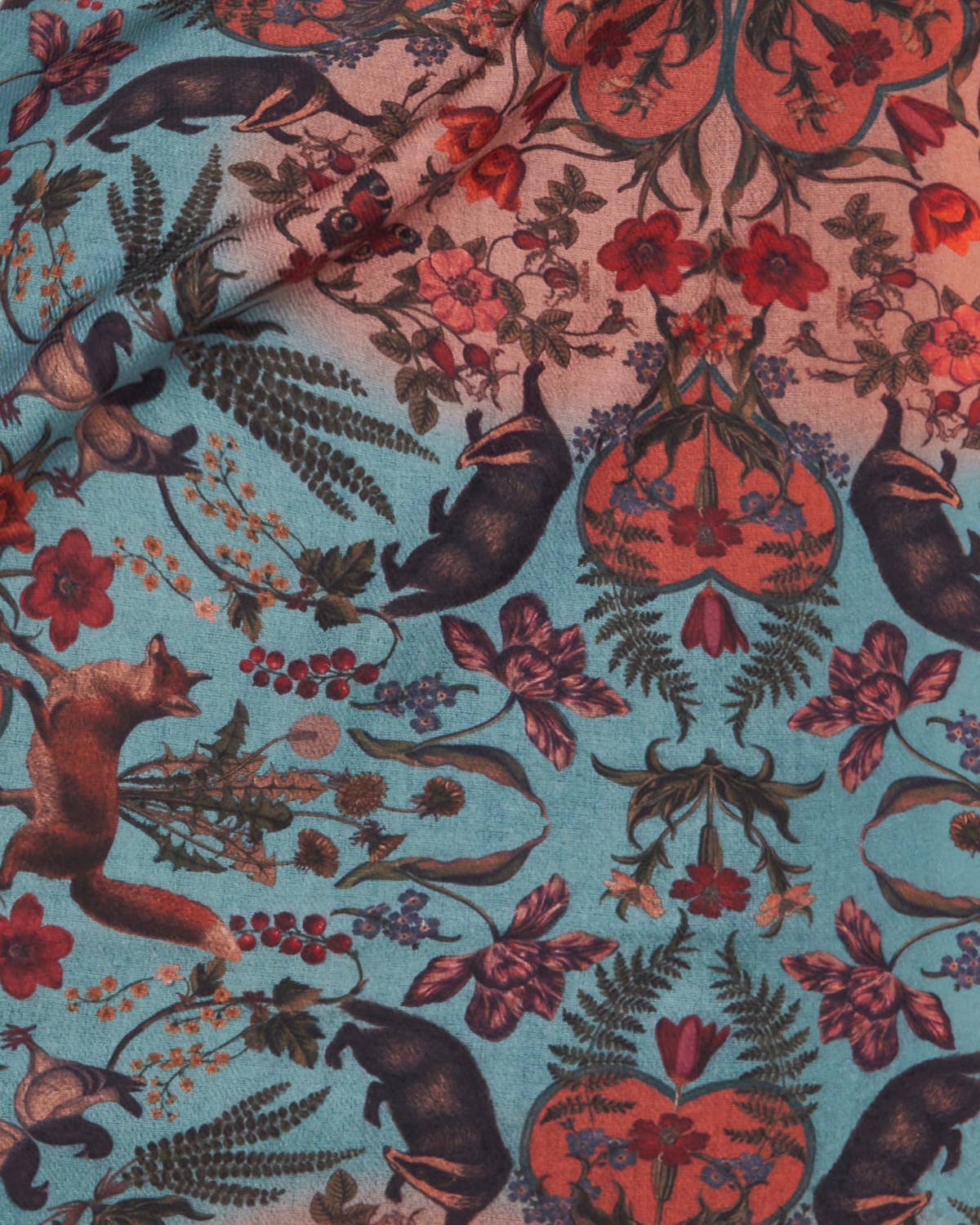 Folksy Fox Teal Scarf with Tassels - Out of the Blue