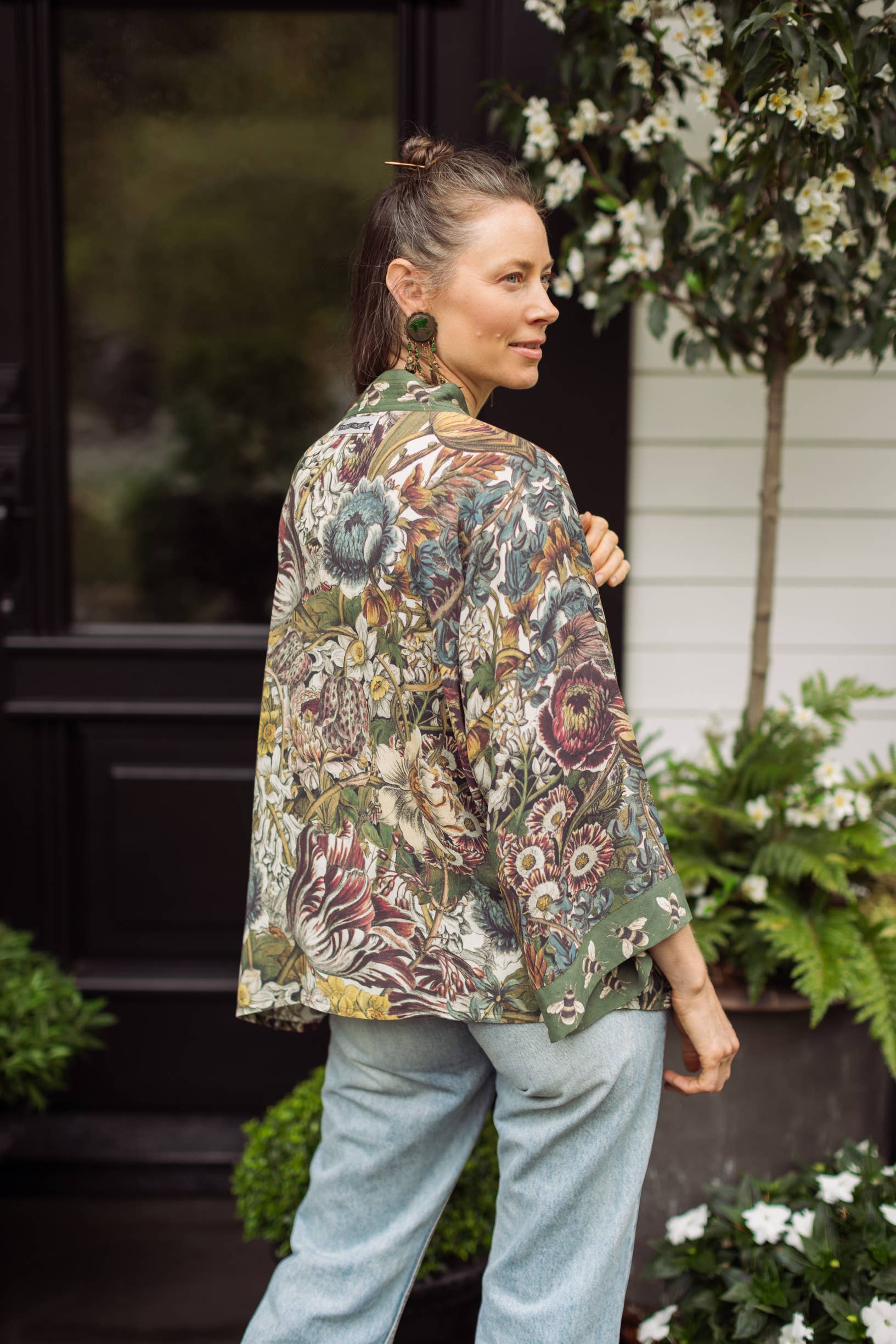 Love Grows Wild Floral Bamboo Cropped Jacket - Out of the Blue