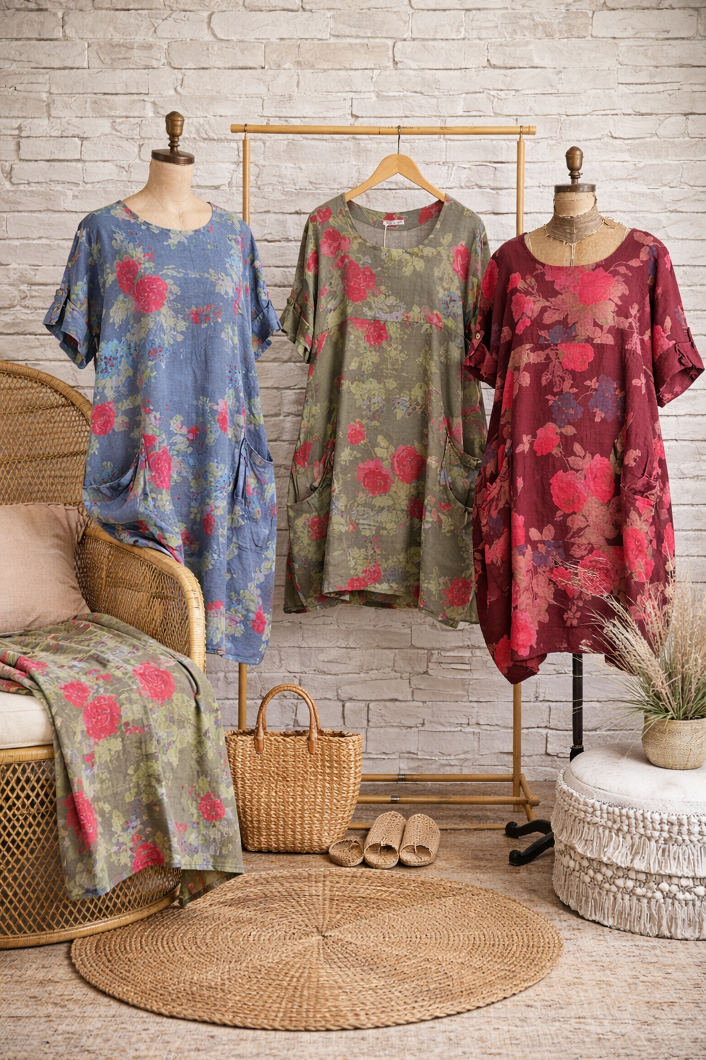 Floral Linen Dress - Out of the Blue