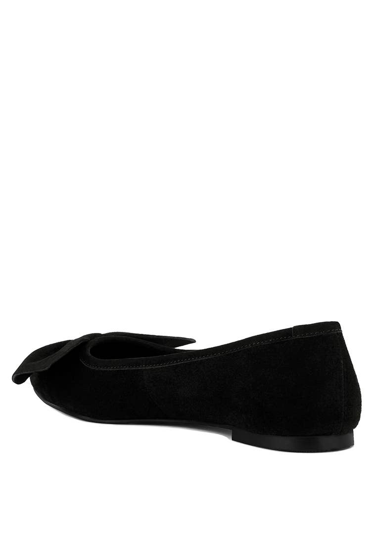 CHUCKLE Big Bow Suede Ballerina Flats: 10US / BLACK - Out of the Blue