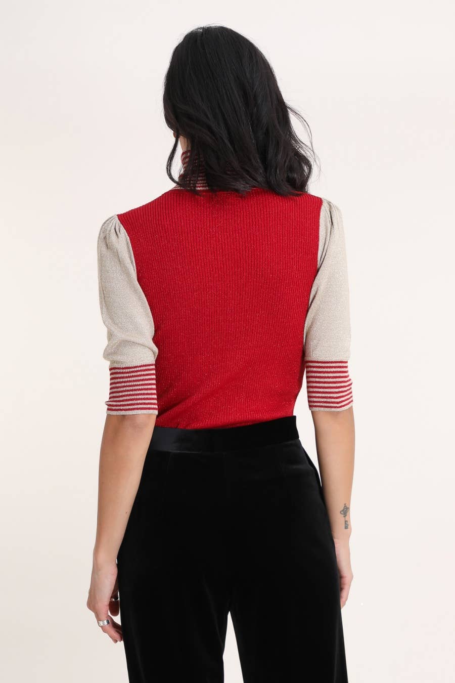 Two-tone lurex turtleneck sweater - 4625 - Out of the Blue