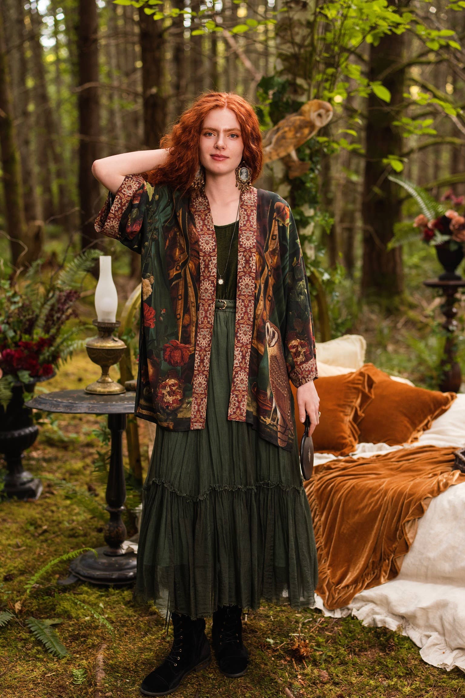 Solstice Matineé (mid-length) duster w/ Persephone & Moon