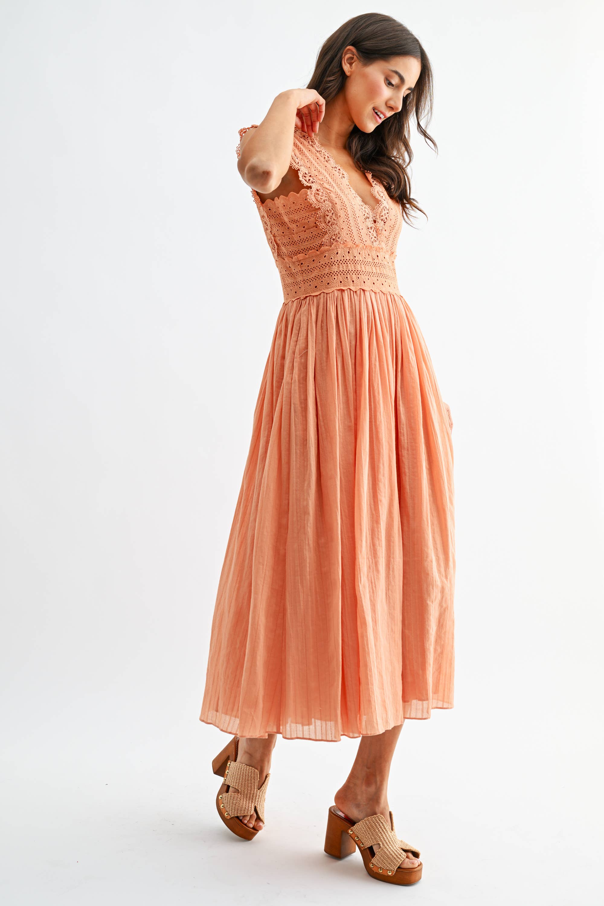 CD10184J Lace Boho Midi Dress - Out of the Blue