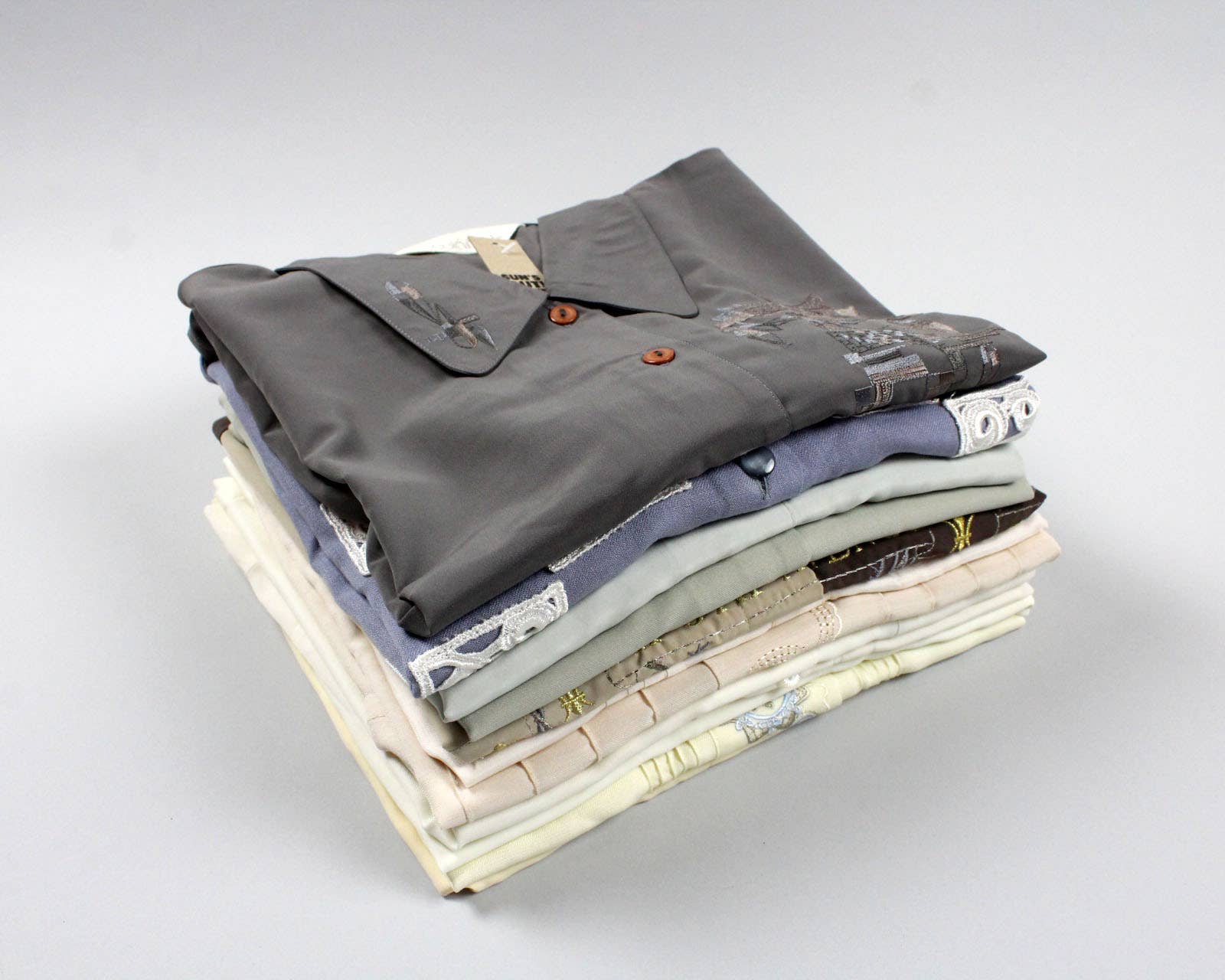 Reworked Vintage Short-Sleeve Button Up Blouse in SOLID COLORS - Cropped - Out of the Blue