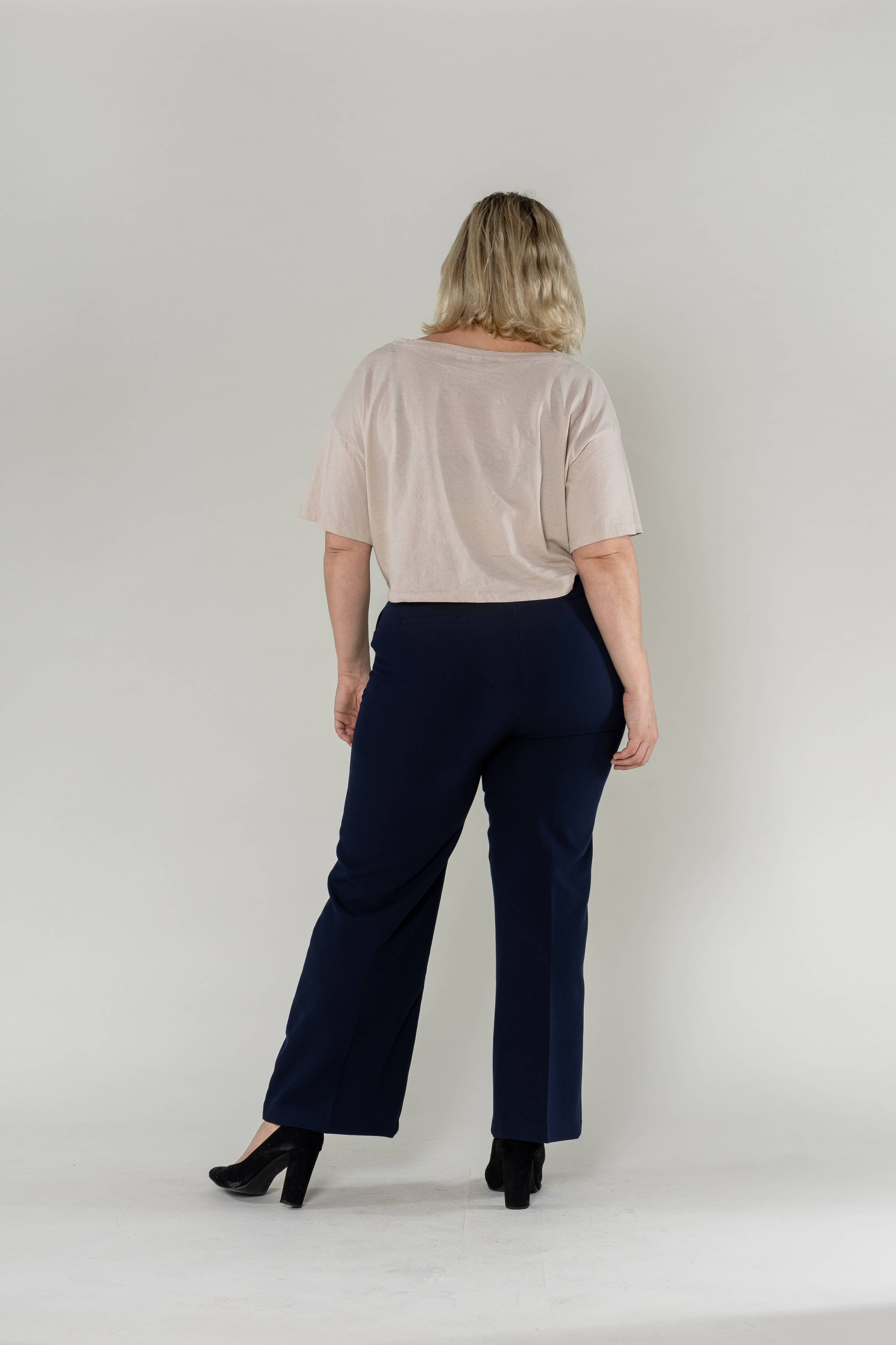 Women's high-waisted straight tailored suit pants D001 - Out of the Blue