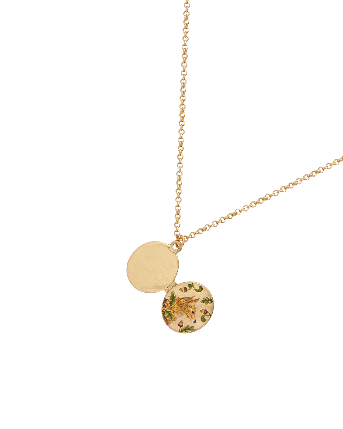Fox & Acorn Oval Locket