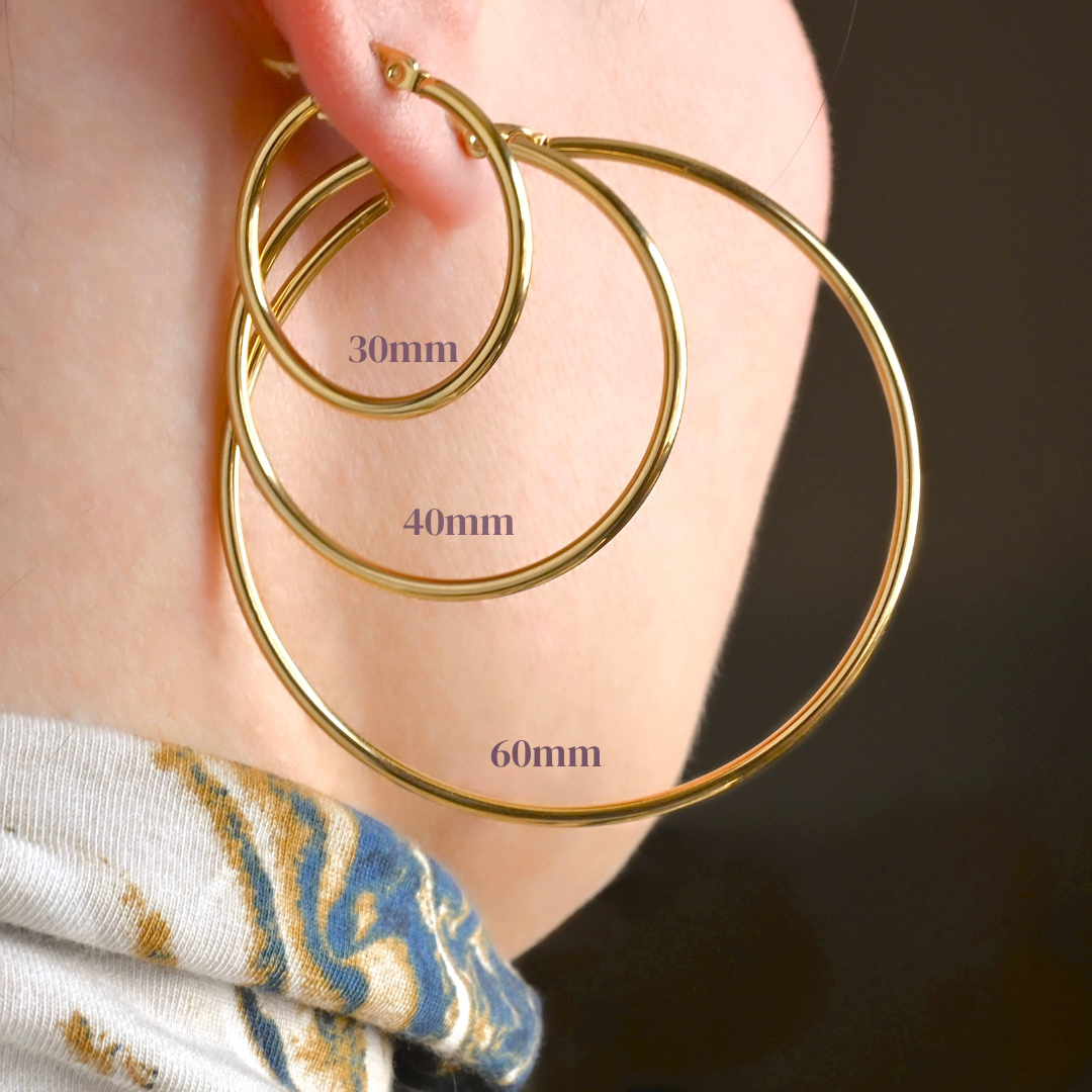 1.8 mm Large Gold Tarnish-free Hoop Earrings - Out of the Blue