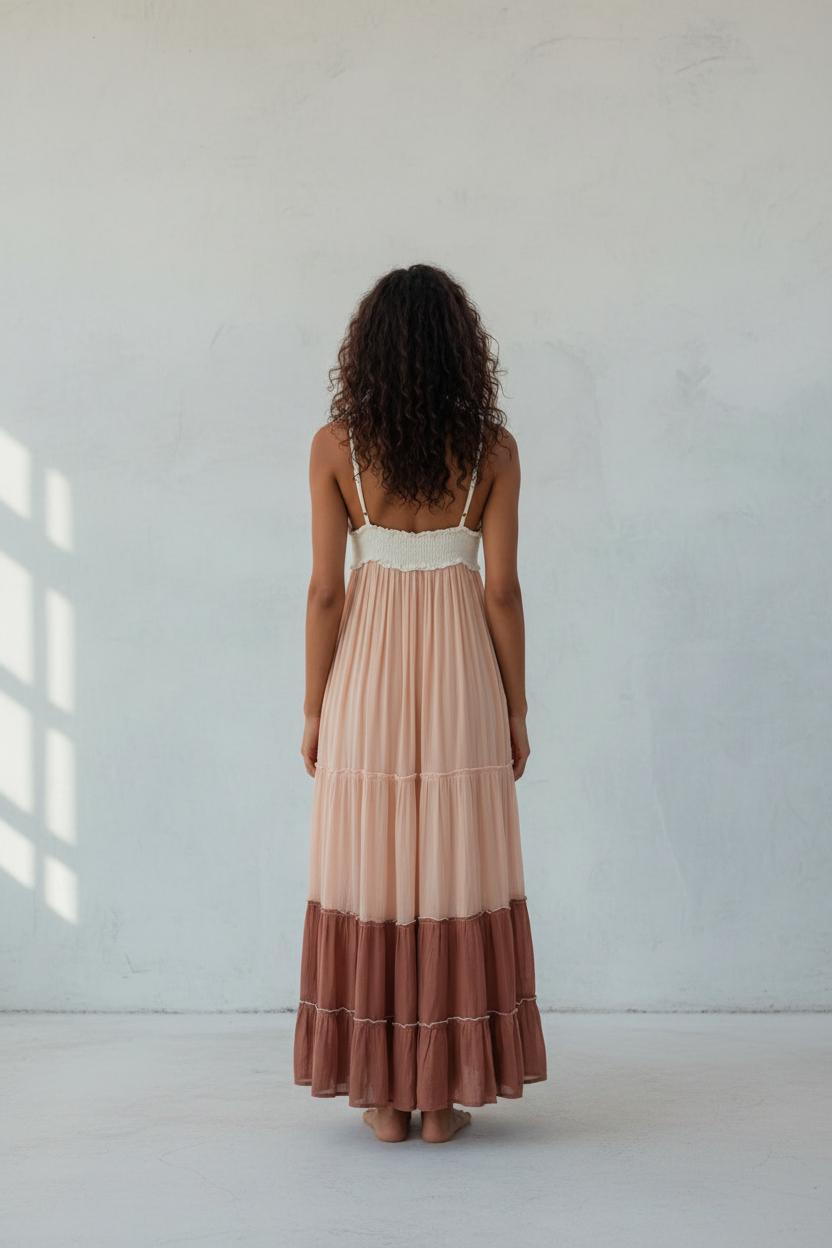 MEGAN long dress white-blush - Out of the Blue