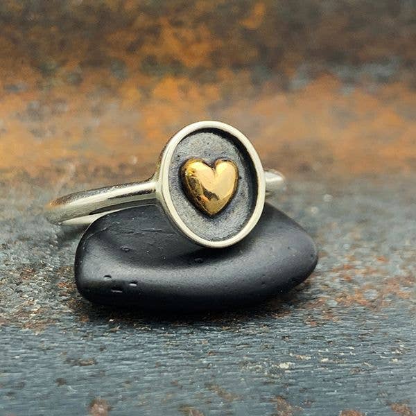 Shadowbox Ring with Bronze Heart - Out of the Blue
