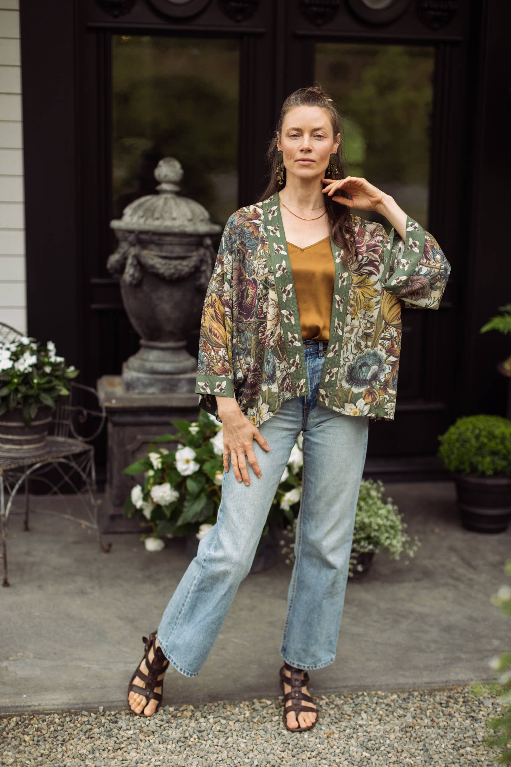 Love Grows Wild Floral Bamboo Cropped Jacket - Out of the Blue