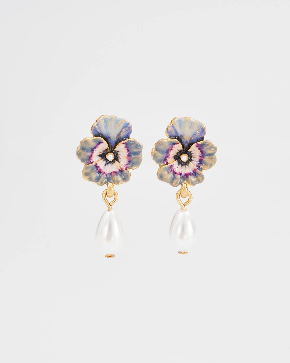 Fable Pansy Pearl Earring - Out of the Blue