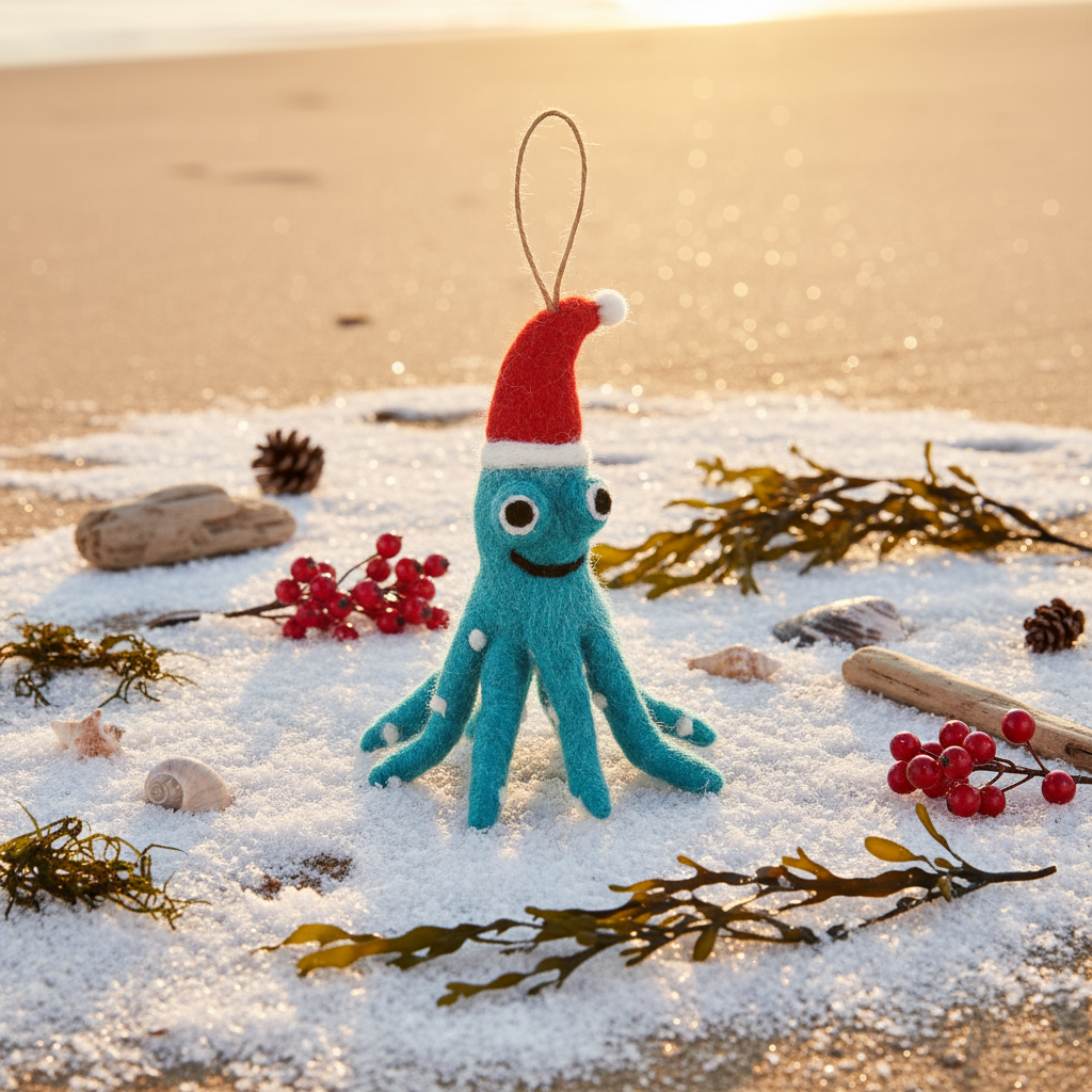Felt Christmas Octopus Decoration