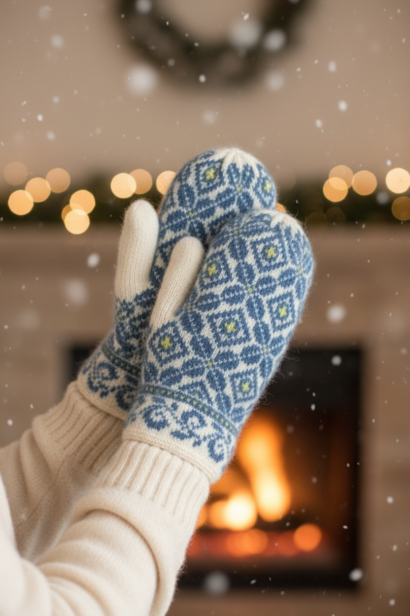 Nordic Diamond Wool Mitten