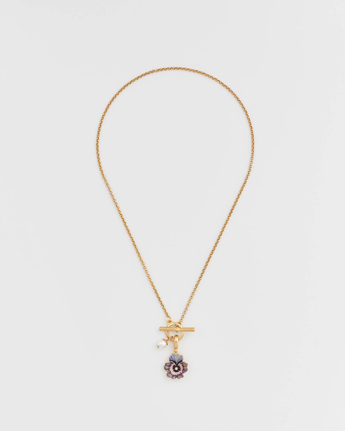Pansy Pearl Gold Toggle Necklace - Out of the Blue