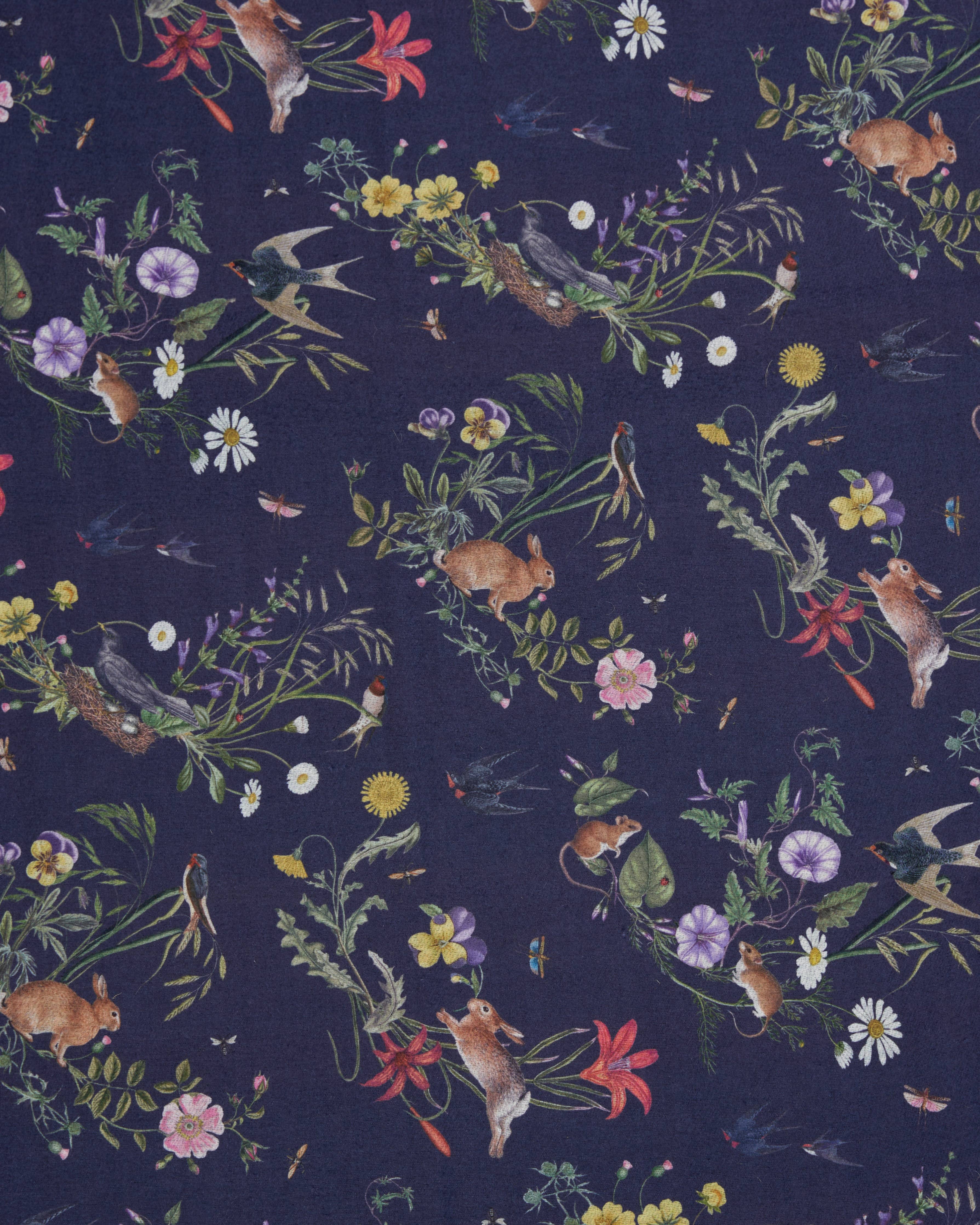 Navy Running Bunny Toile Fringe Scarf