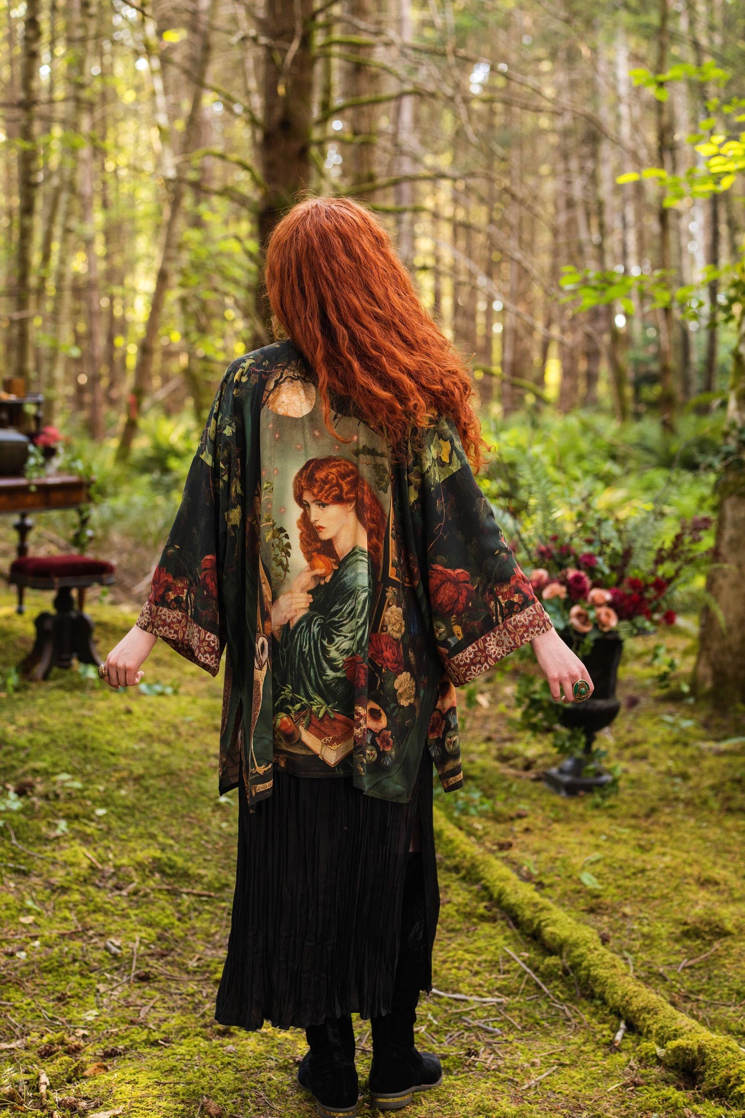 Solstice Matineé (mid-length) duster w/ Persephone & Moon