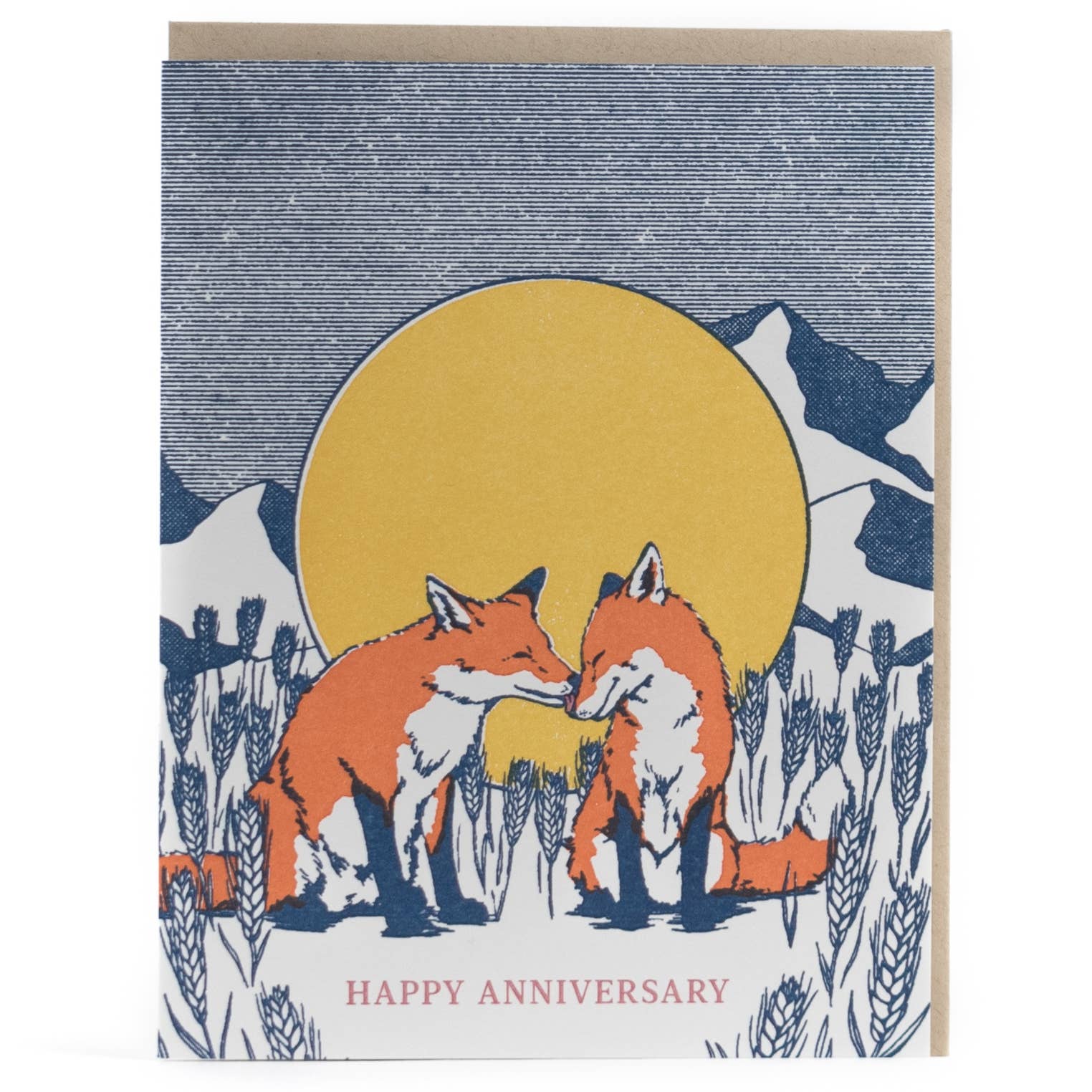 Anniversary Foxes in Love Card - Out of the Blue