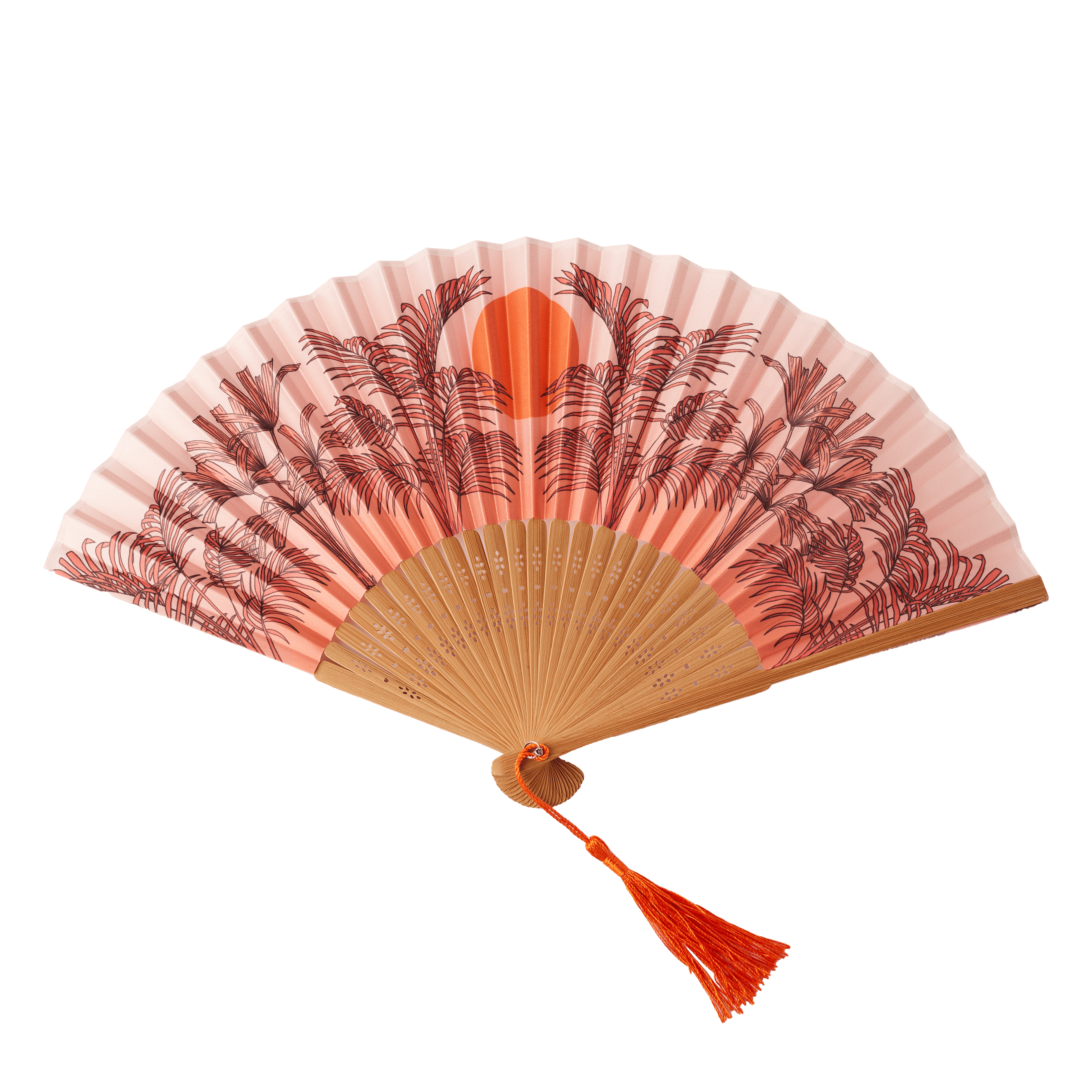 Small Folding Fan in Peachy Orange - Out of the Blue