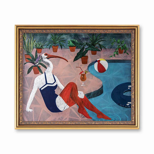 Ibis at Pool Art Print - Out of the Blue