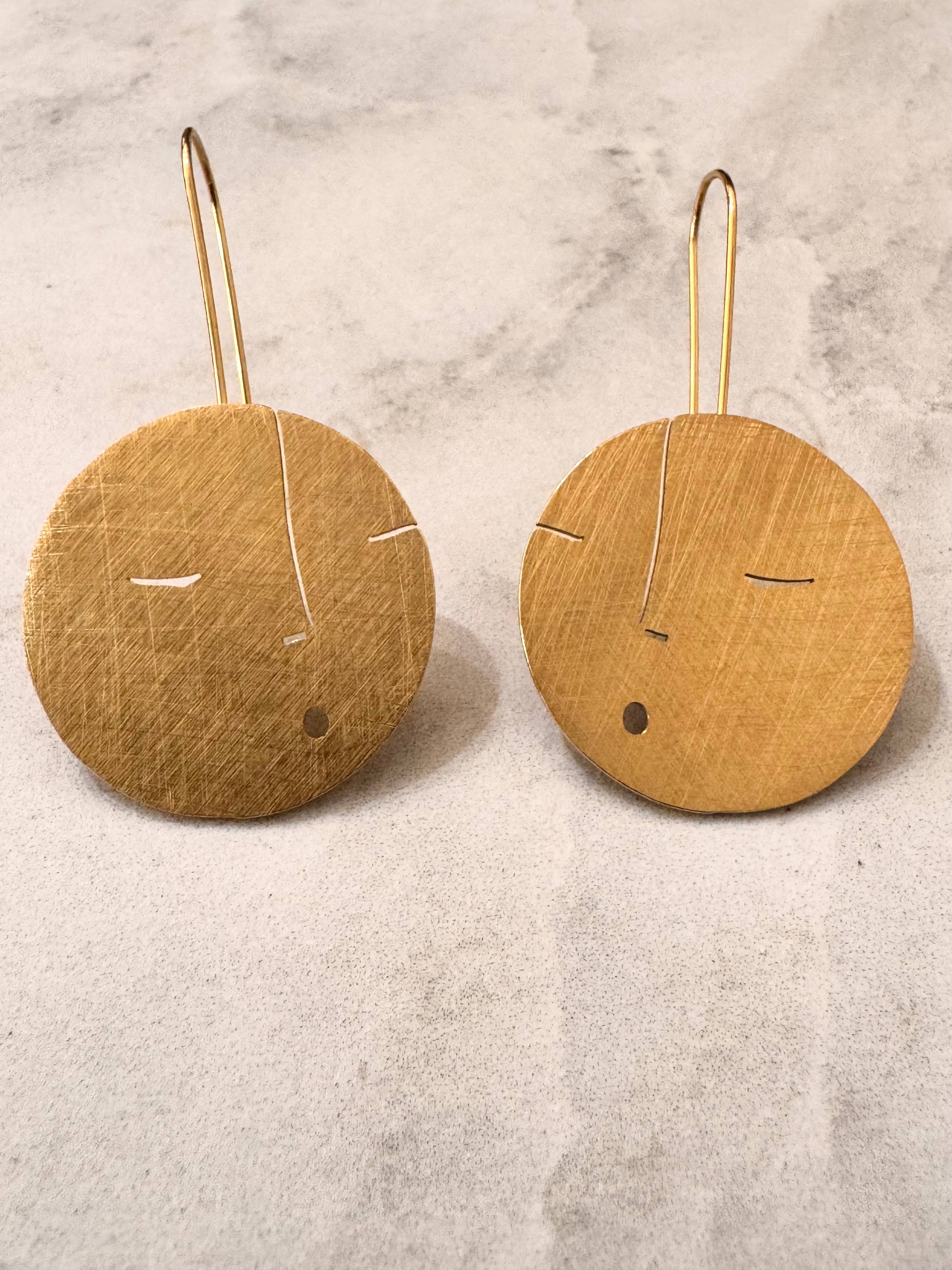 Sleepy Twins Matte Gold Earrings - Out of the Blue