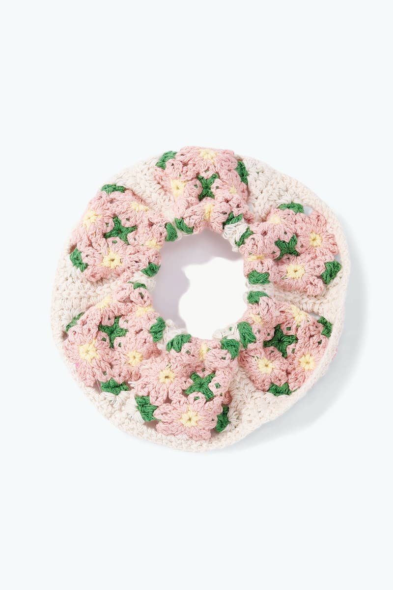 Crochet Flower Scrunchie
