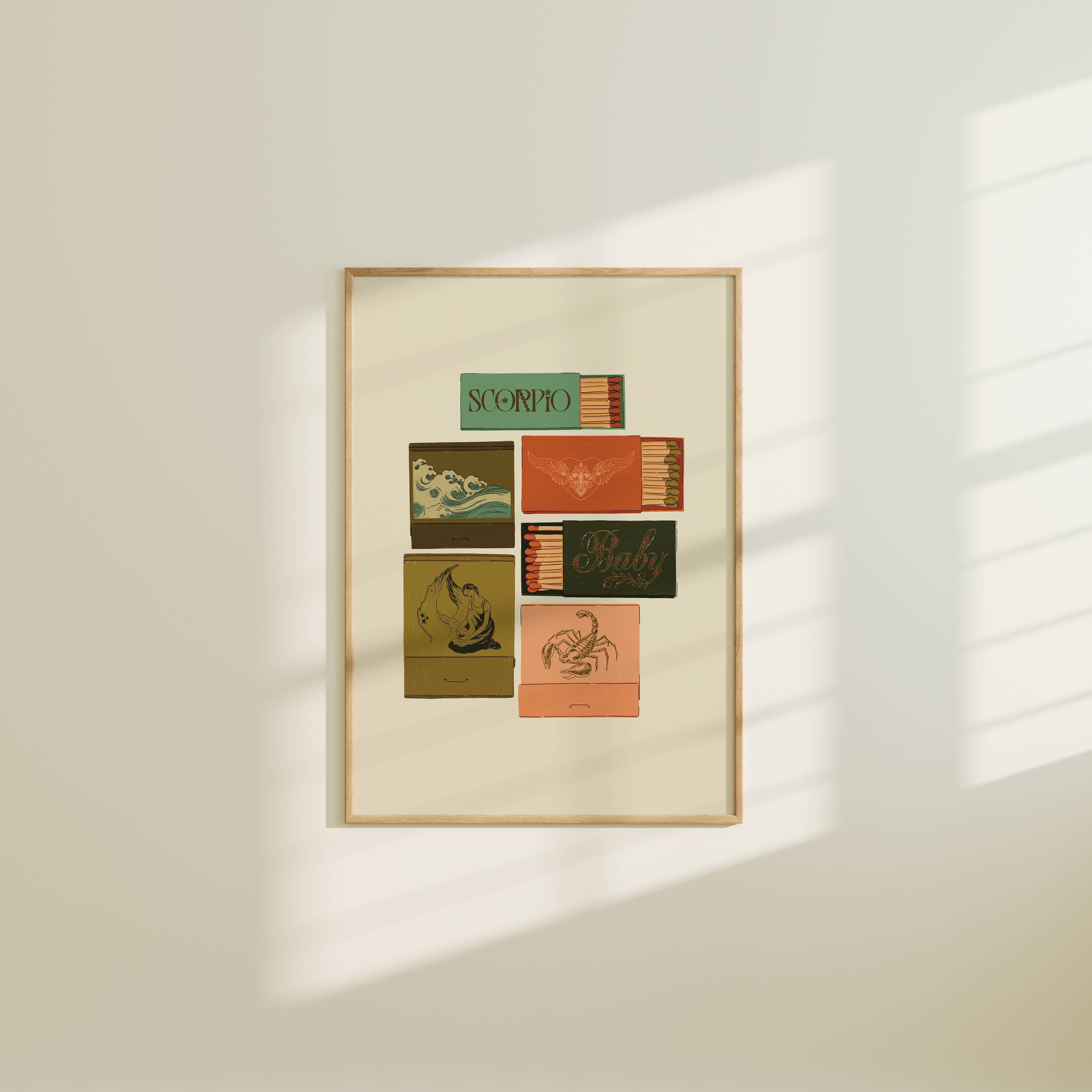 Zodiac Vintage Matchbox Prints - Out of the Blue