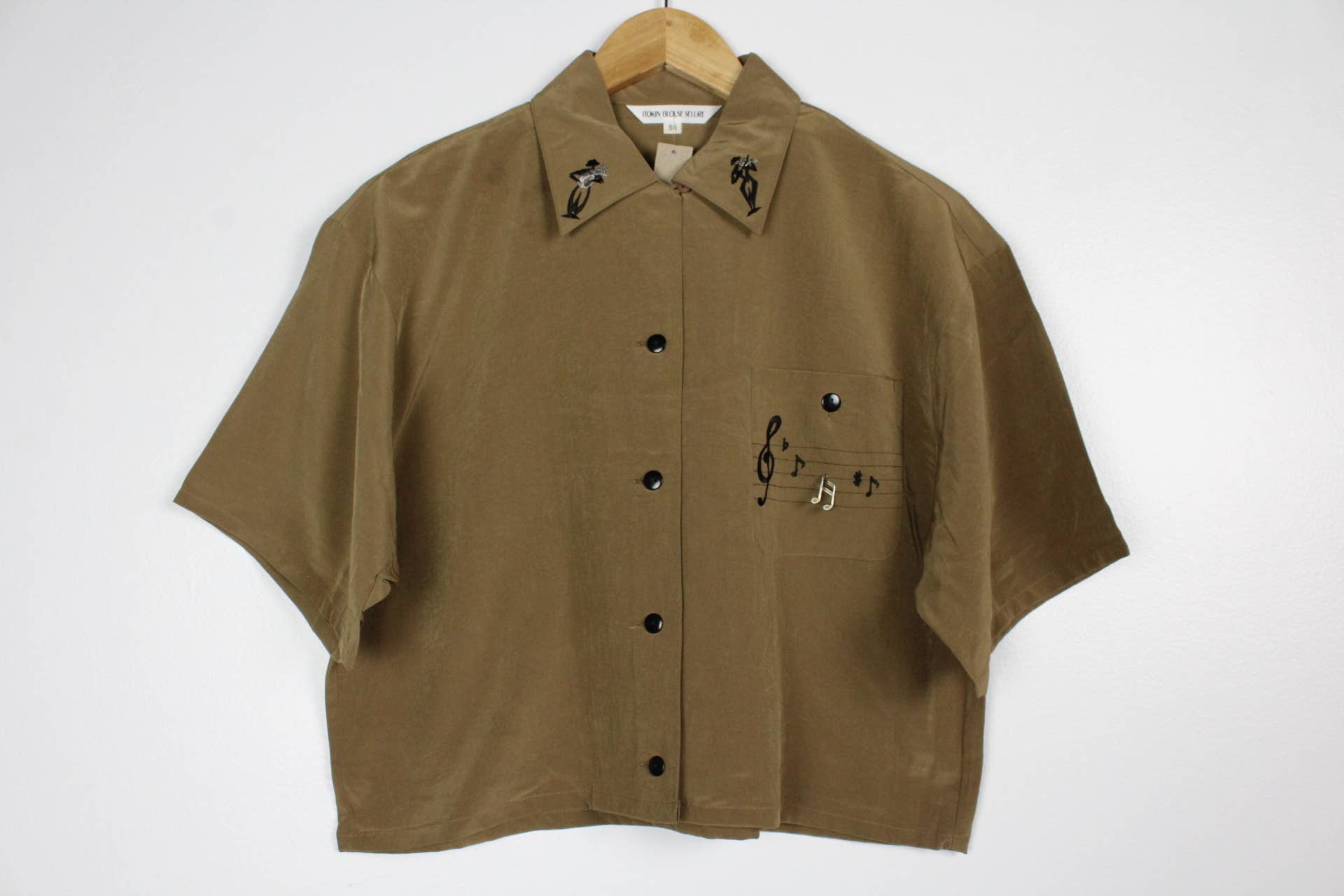 Reworked Vintage Short-Sleeve Button Up Blouse in SOLID COLORS - Cropped - Out of the Blue