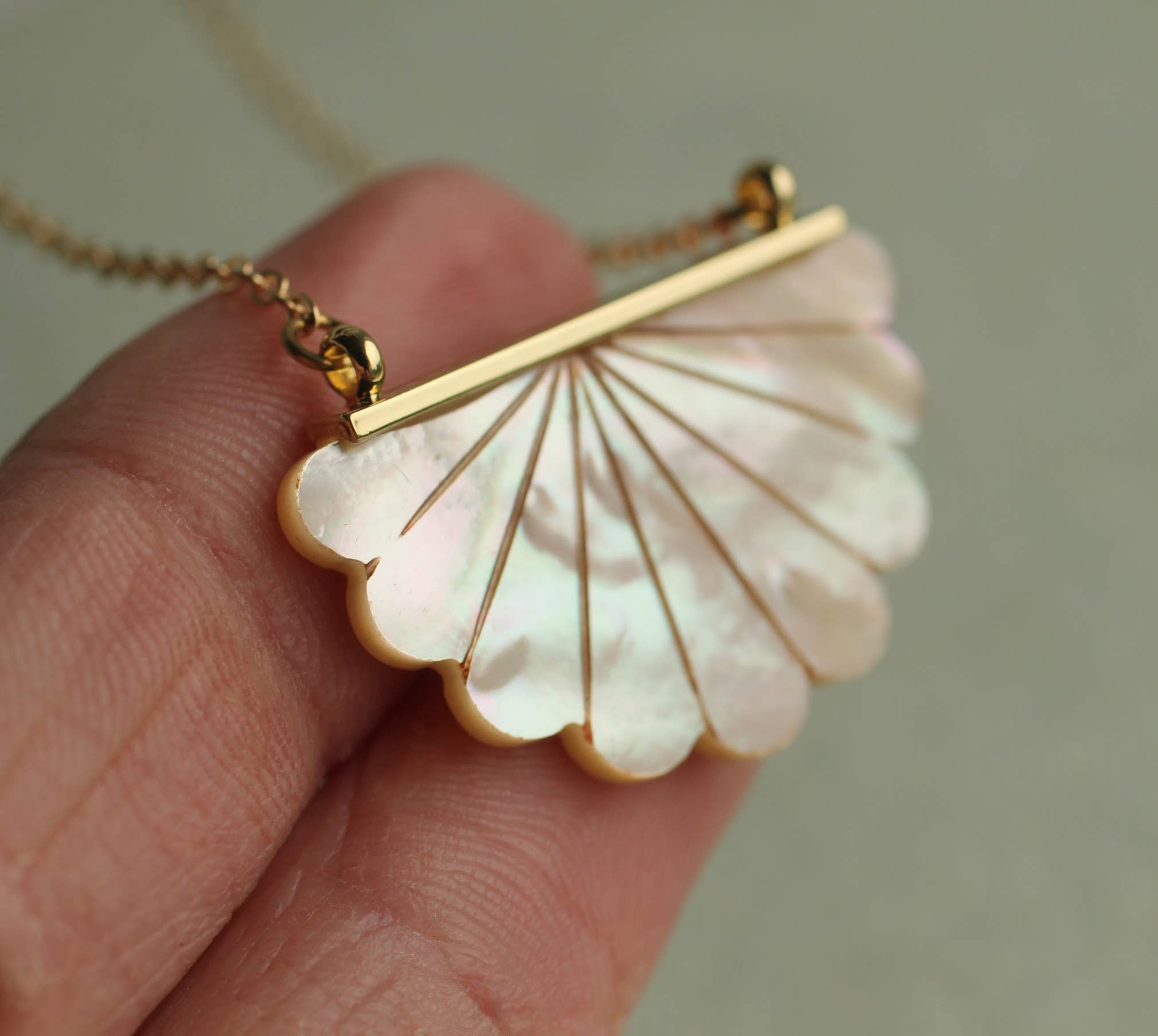 Mother of Pearl Scallop Necklace - Out of the Blue