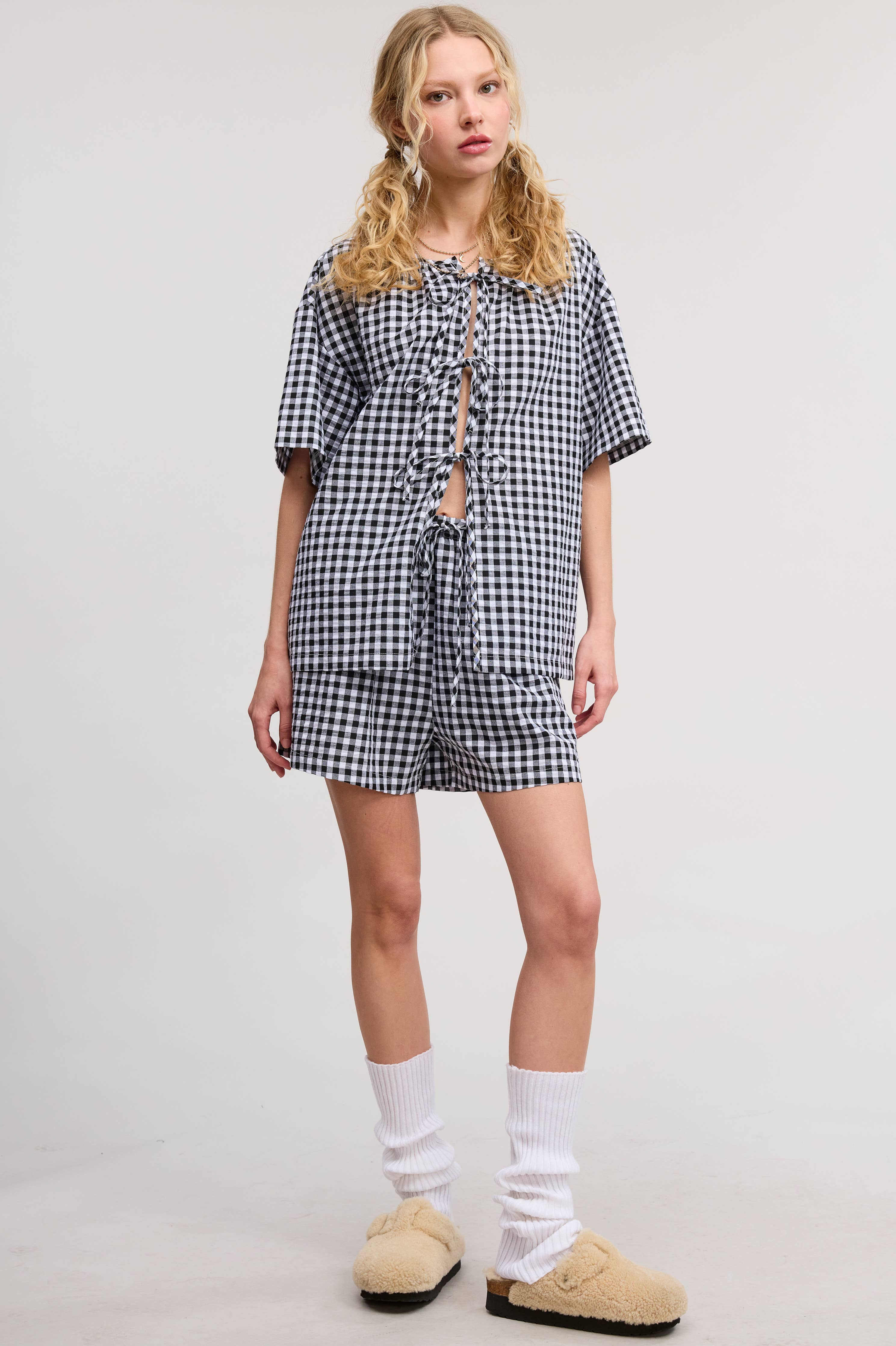 GINGHAM TOP AND SHORTS SET - Out of the Blue