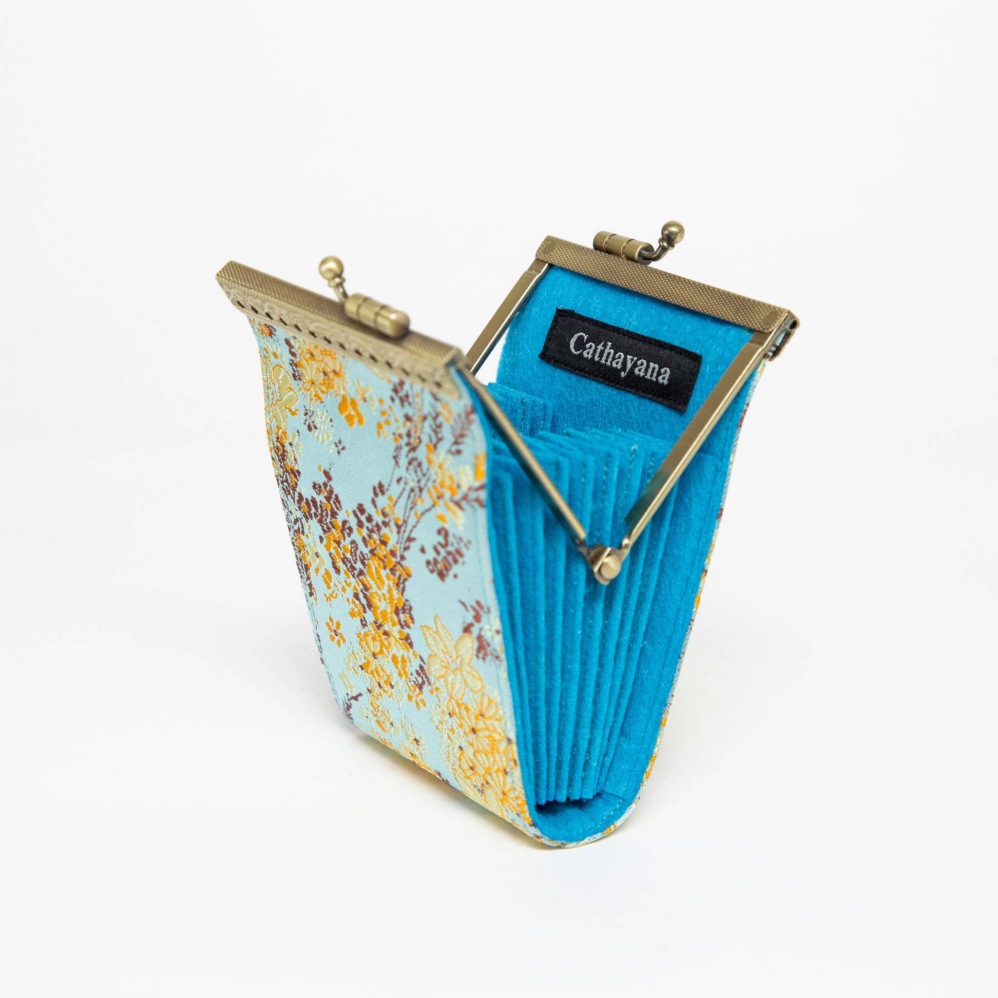 Brocade Small Floral Pattern Card Holder with RFID: Silver Gray - Out of the Blue