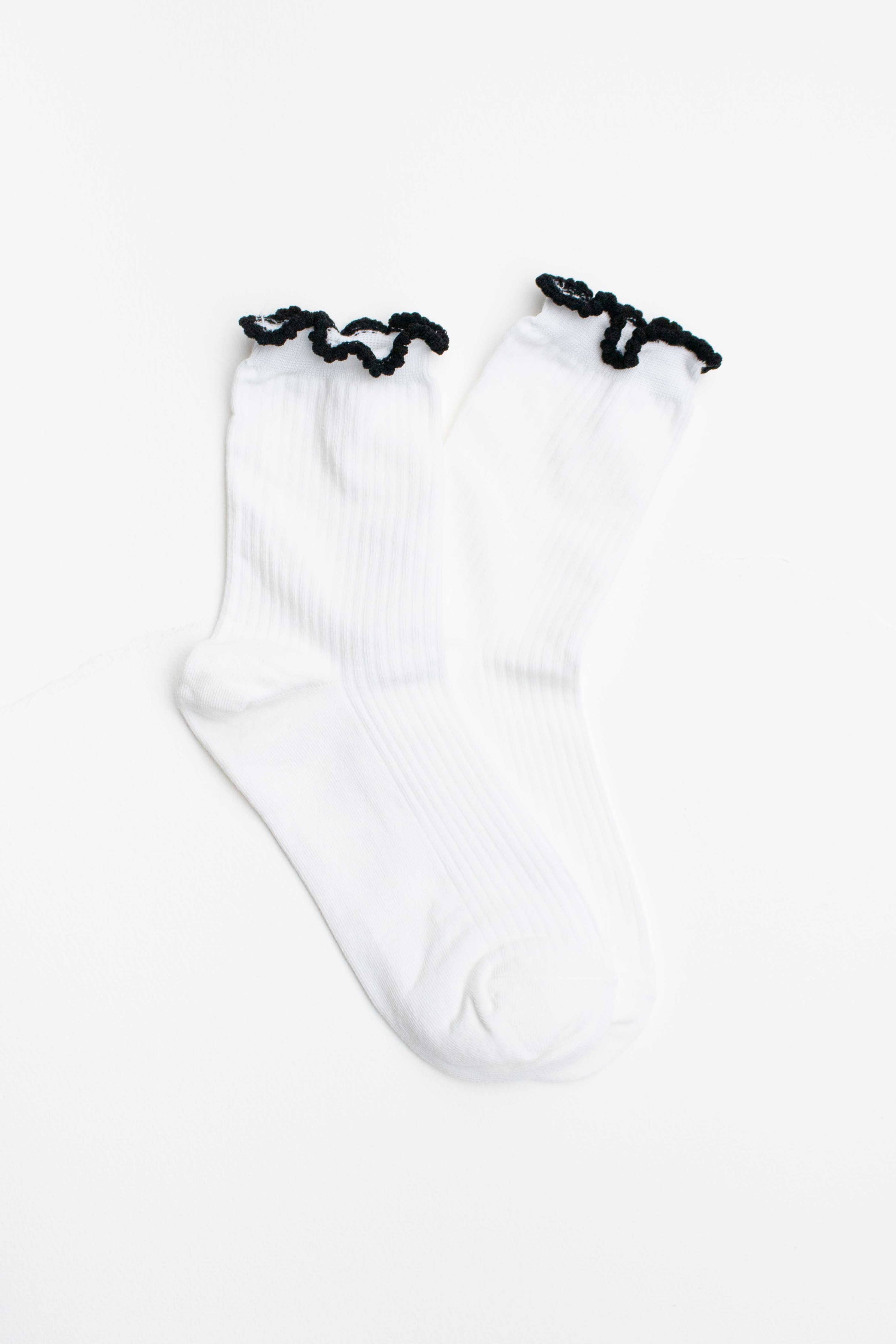 Ruffle Edge Cotton Blend Socks - Out of the Blue