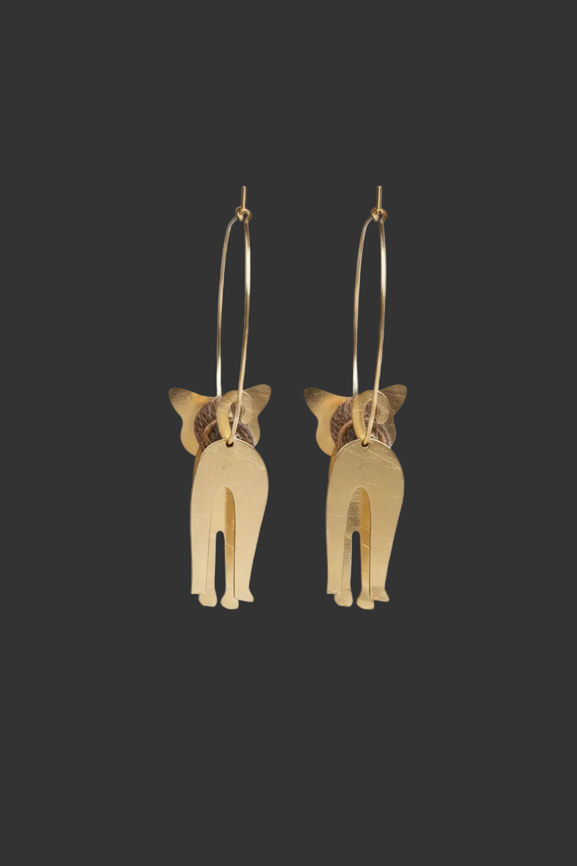 Sculptured Cat Ear-rings